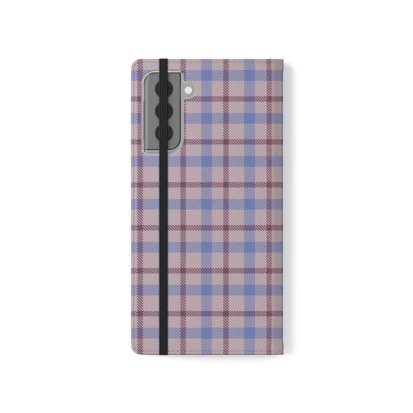 Tartan Flip Phone Case — Blue & Purple Plaid Wallet Cover