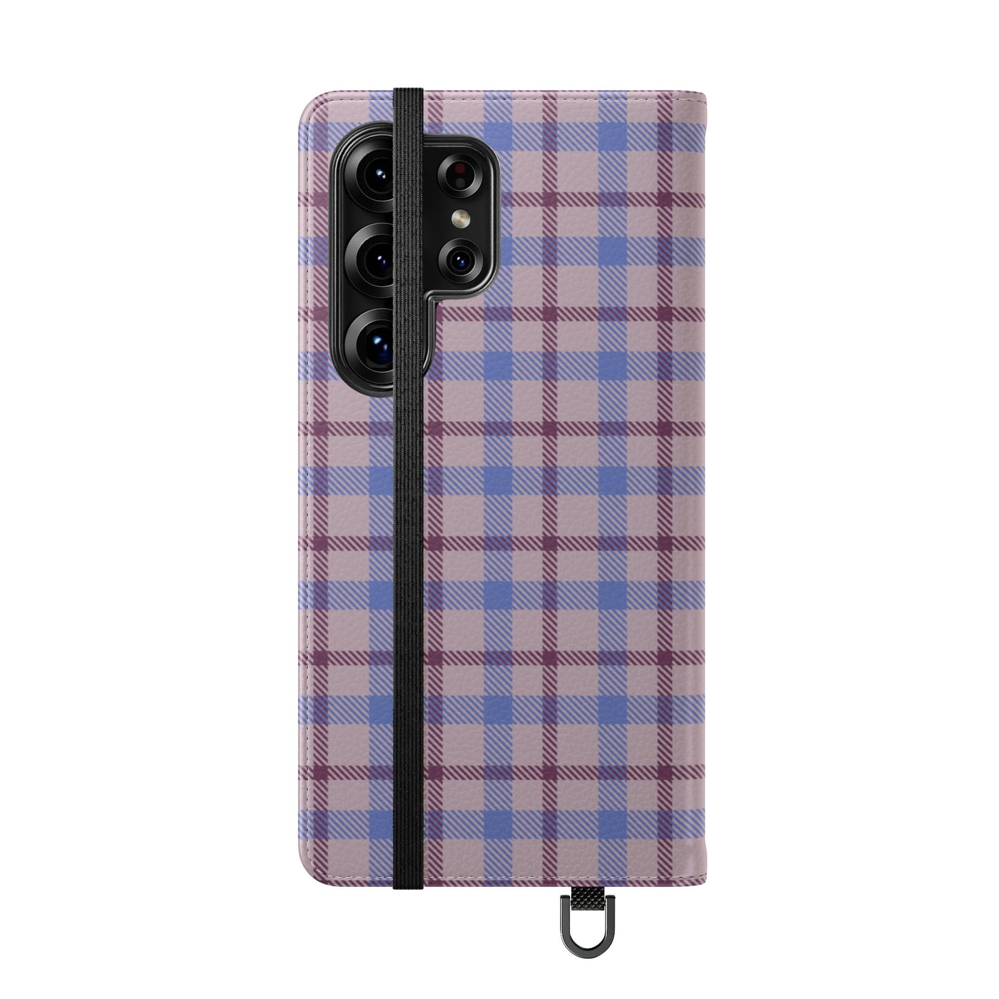 Tartan Flip Phone Case — Blue & Purple Plaid Wallet Cover