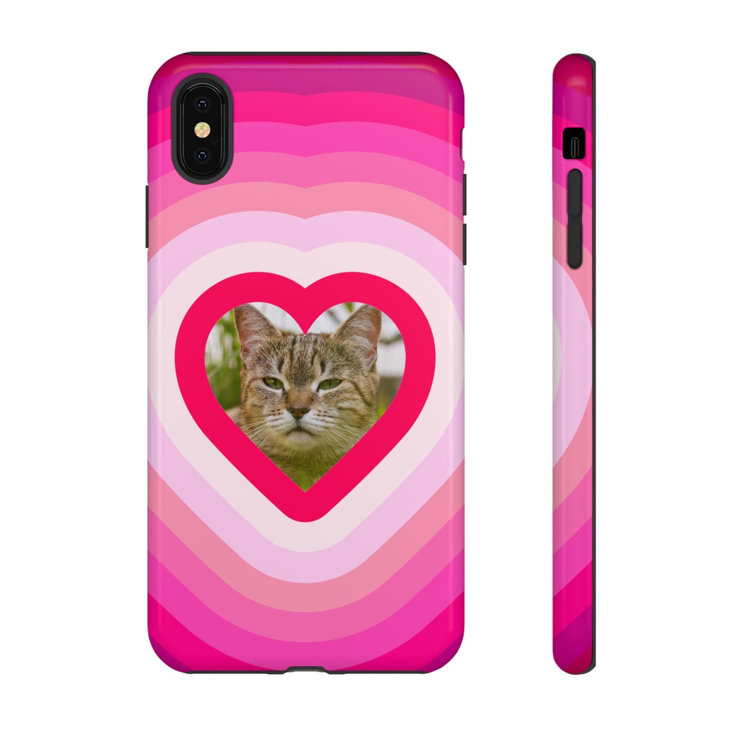 Single Image Personalised  Heart Photo Phone Case – Pink Gradient Love Tough Case for Apple iPhone, Samsung Galaxy and Google Pixel.