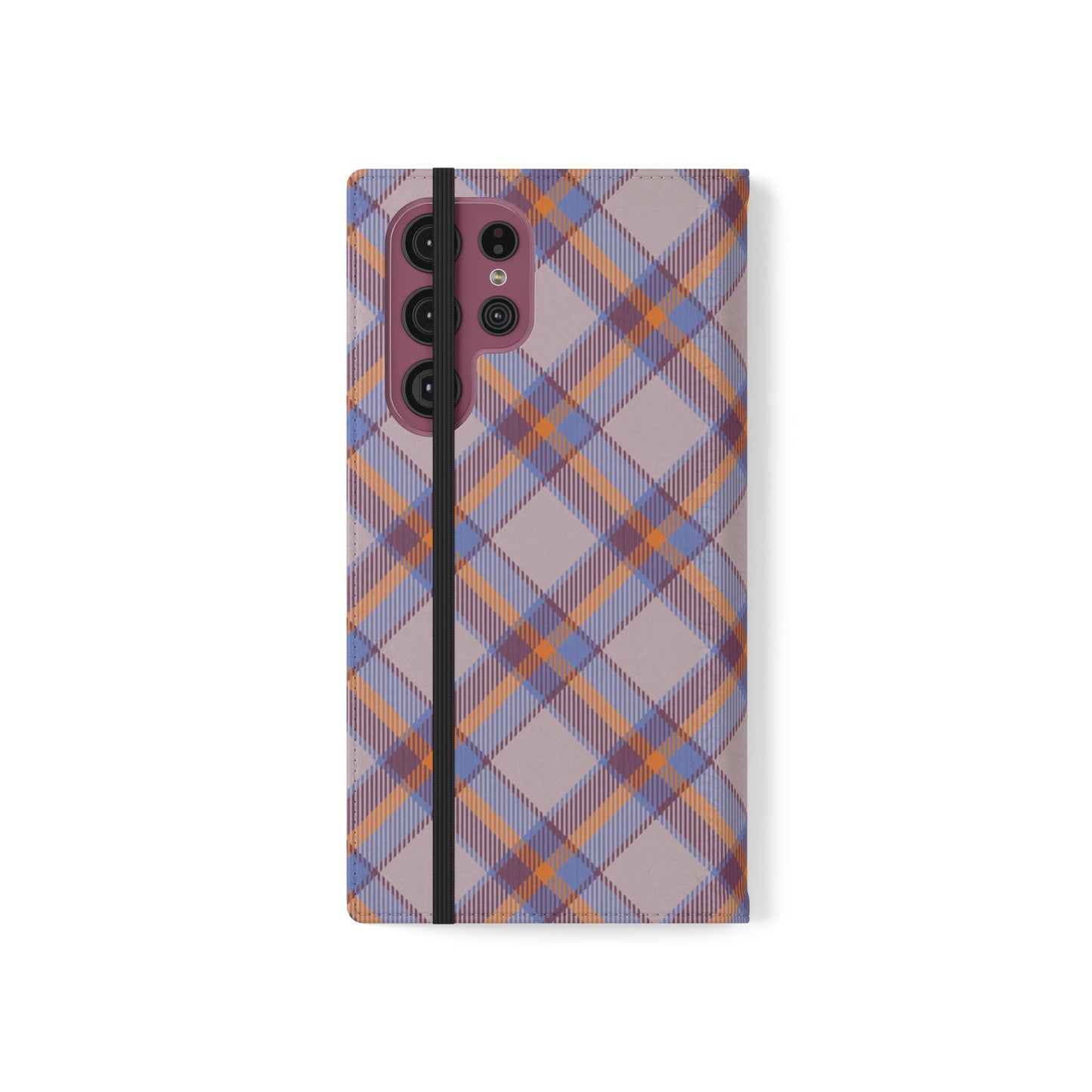 Tartan Flip Phone Case — purple & Orange Plaid Wallet Cover