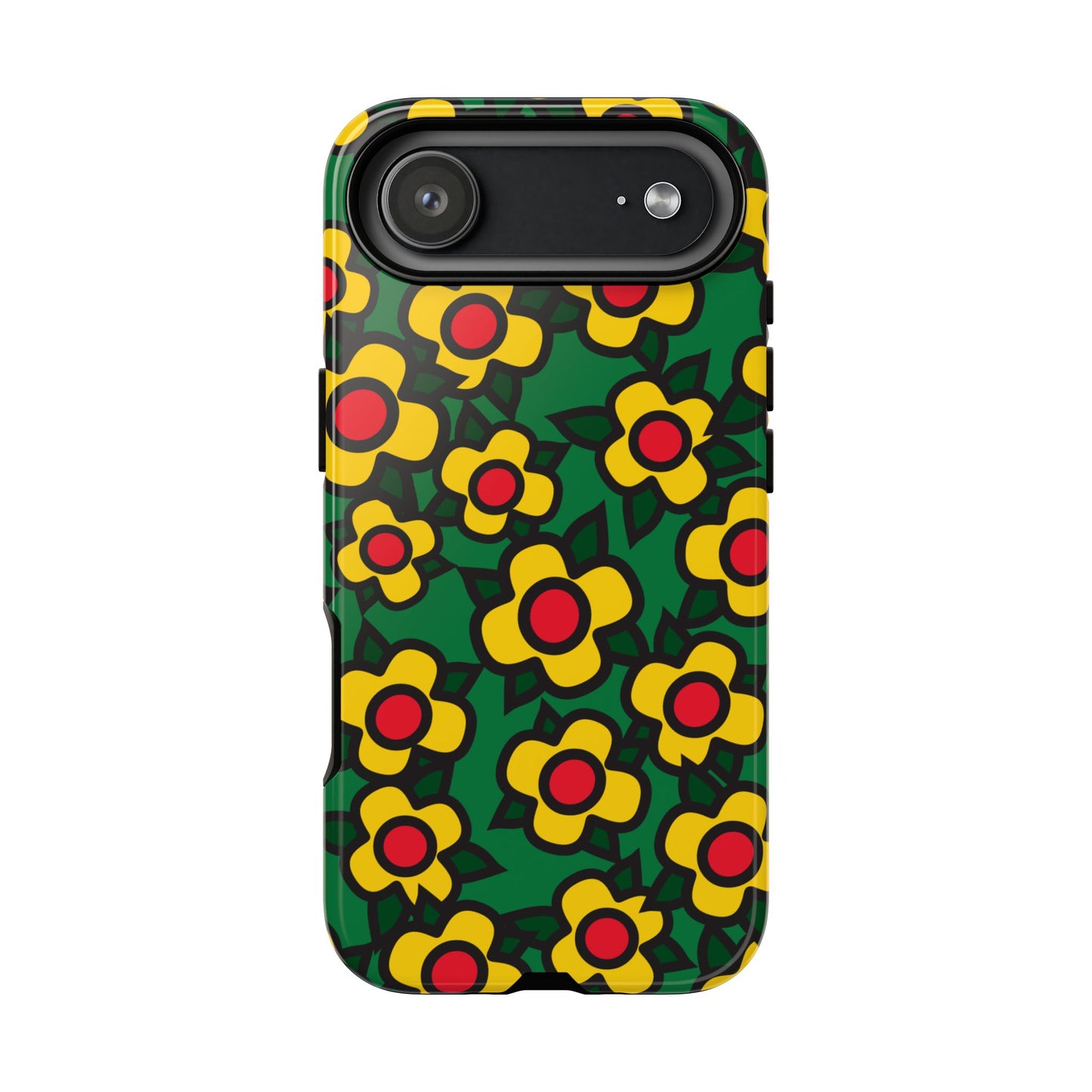 Floral Pop Tough Phone Case — Retro Yellow Red Flower Pattern