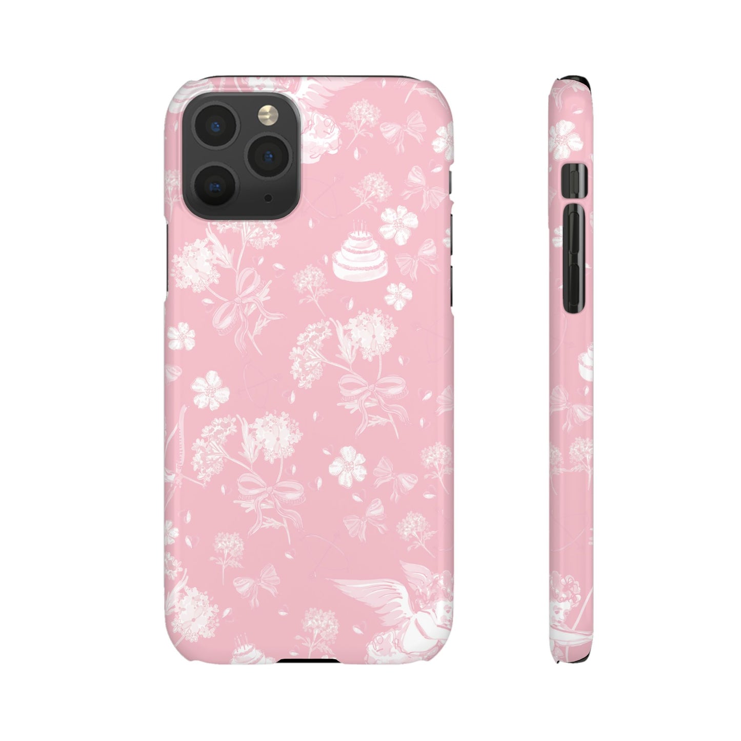 Pink Floral Slim Phone Case for Apple iPhone, Samsung Galaxy and Google Pixel.