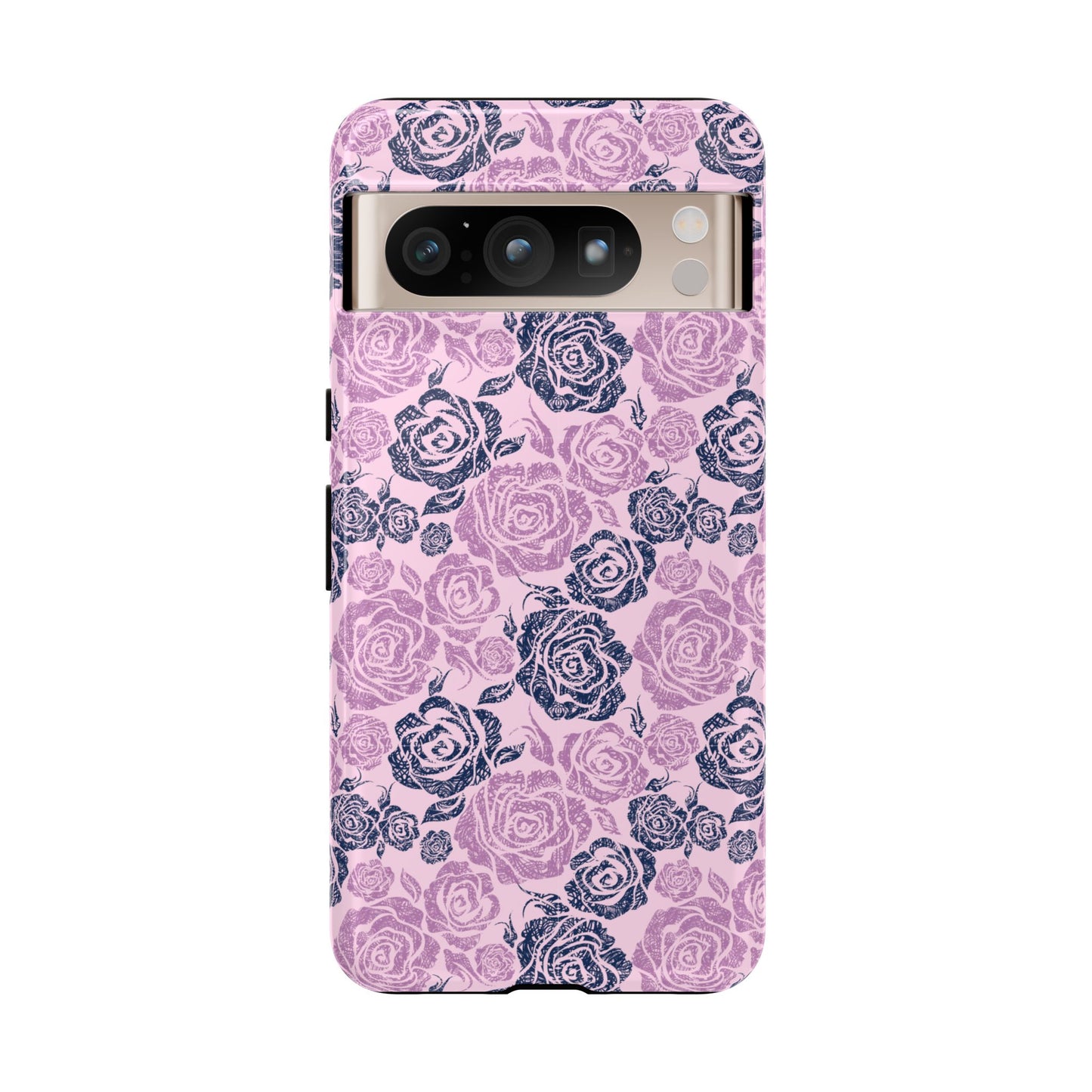 Floral Rose Tough Phone Case — Pink & Slate Rose Pattern