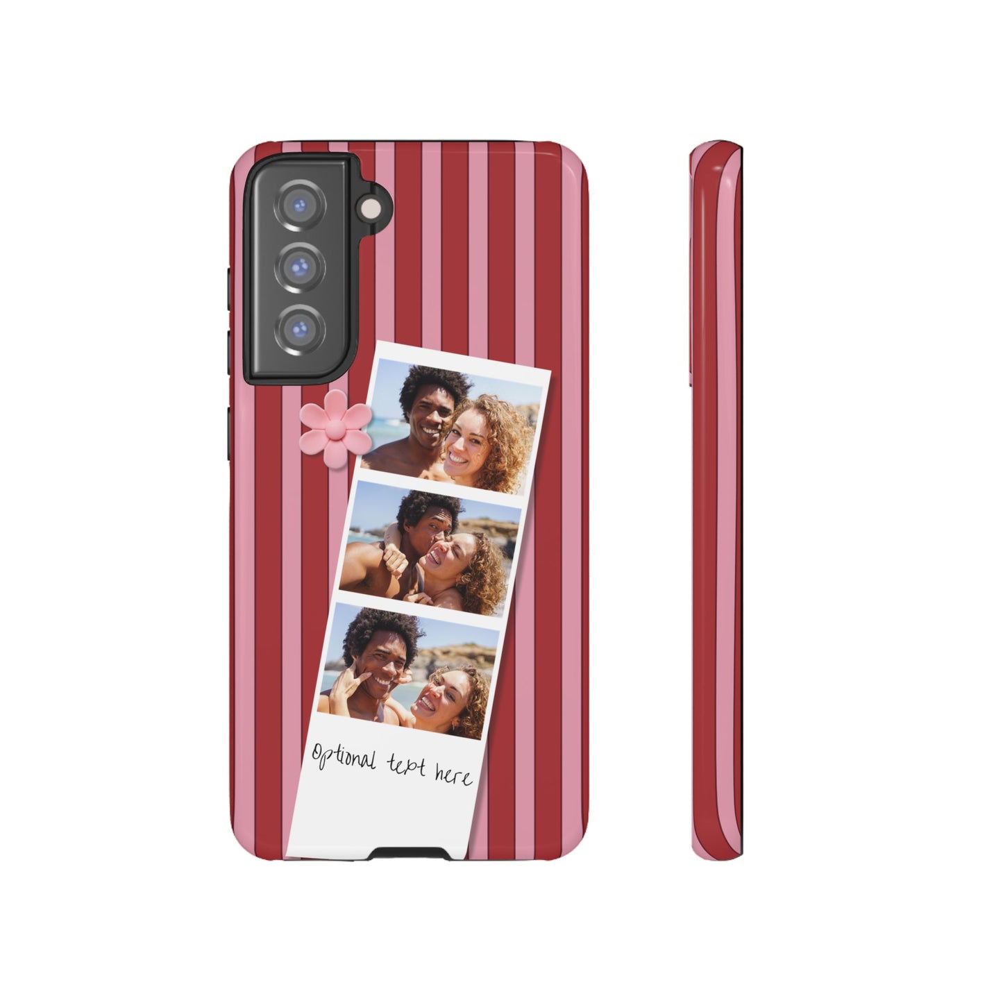 Customisable Three Photo Personalised Collage Tough Phone Case for Apple iPhone, Samsung Galaxy and Google Pixel.