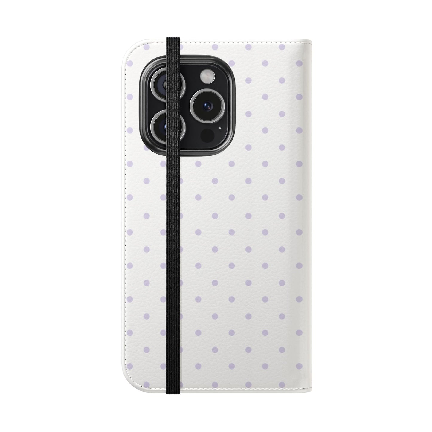 Polka Dot Flip Phone Case — White and Violet Polka Dot Wallet Cover