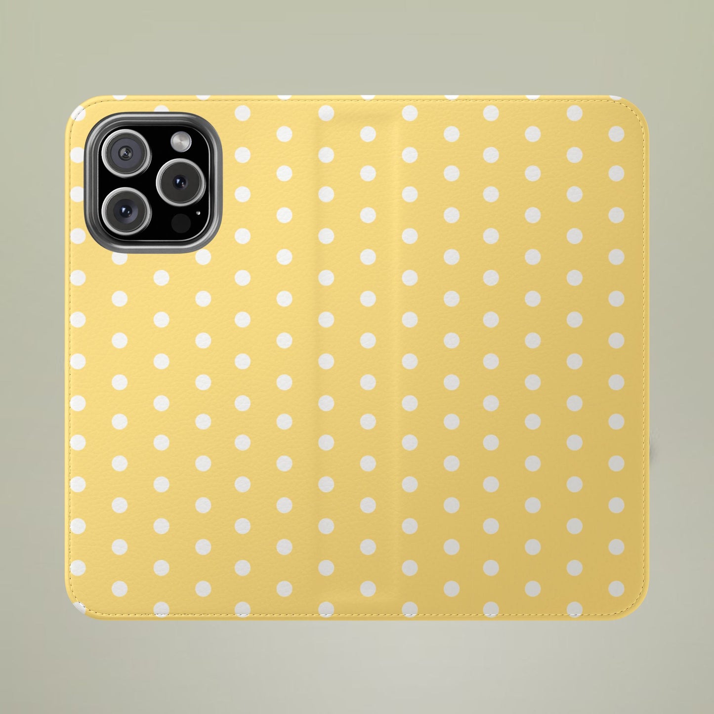 Polka Dot Flip Phone Case — Yellow Polka Dot Wallet Cover
