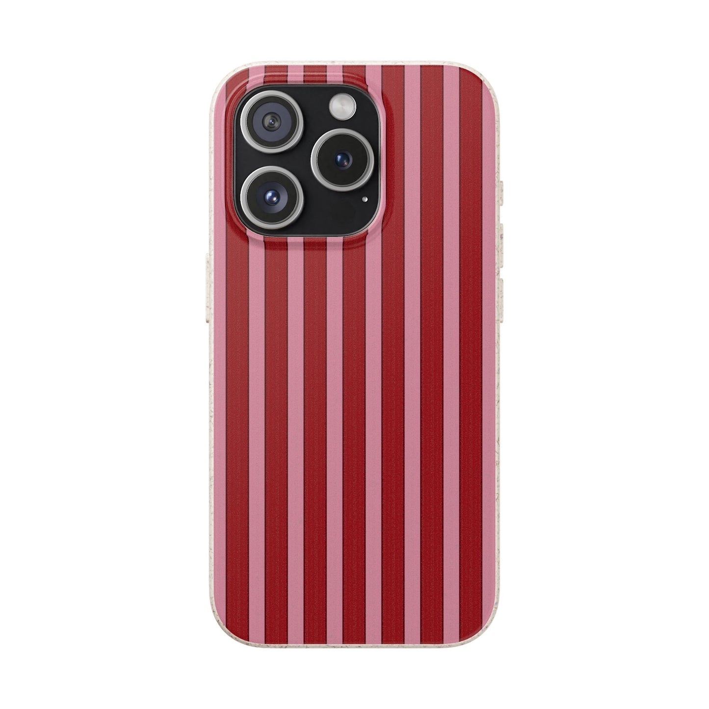 Biodegradable Phone Case — Red Vertical Stripe Eco Protective Cover for Apple iPhone and Samsung Galaxy.