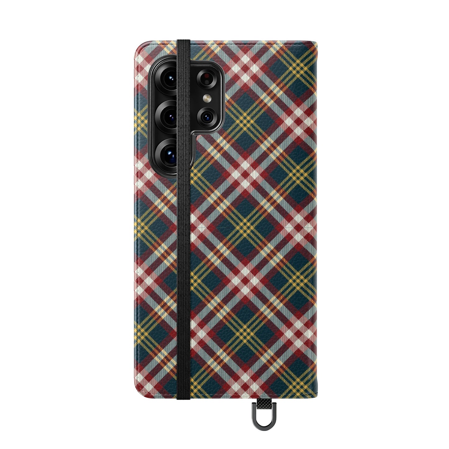Tartan Flip Phone Case — Yellow & Red Plaid Wallet Cover