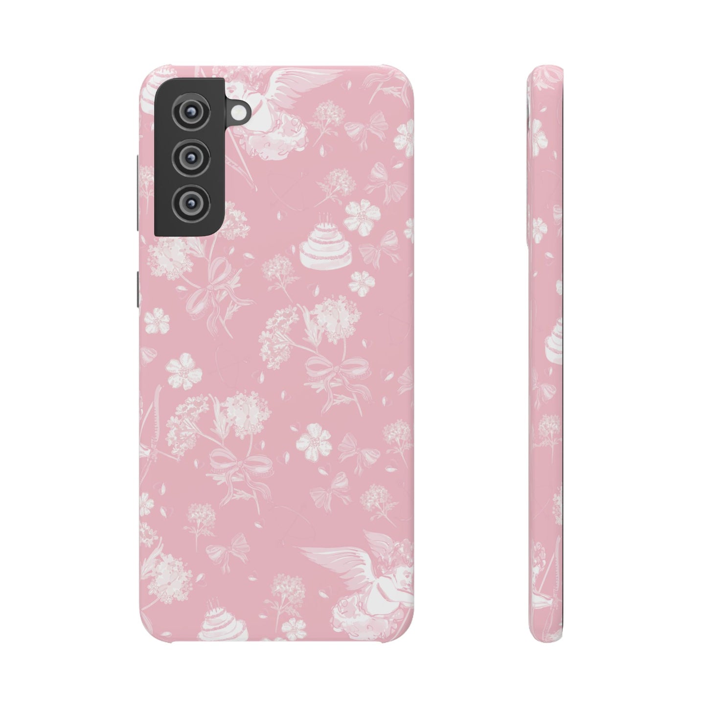 Pink Floral Slim Phone Case for Apple iPhone, Samsung Galaxy and Google Pixel.