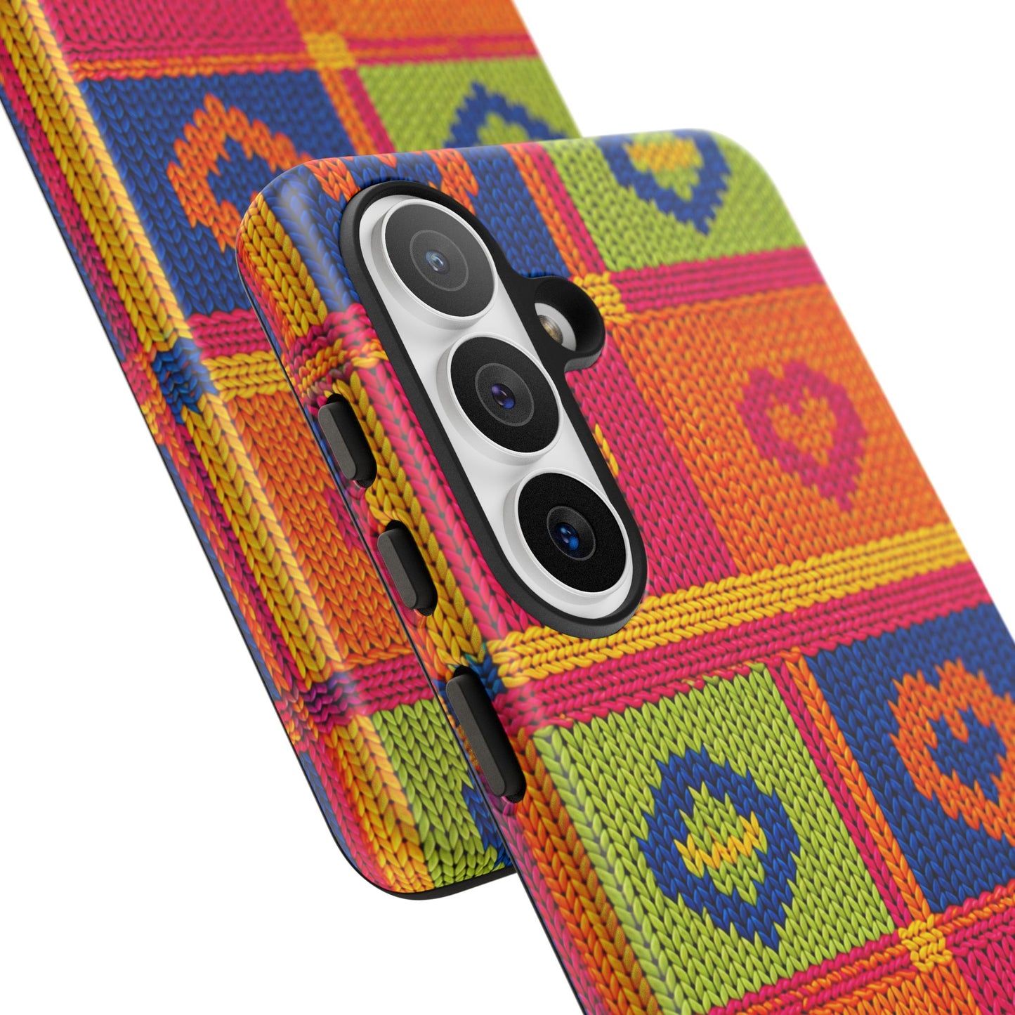 Retro Knit Pattern Heart Patch Tough Phone Case