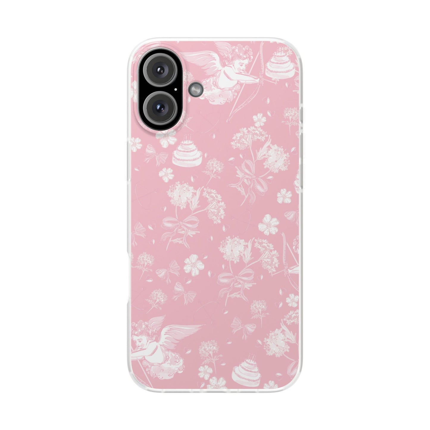 Pink Floral Cherub Flexi Phone Case for Apple iPhone and Samsung Galaxy.