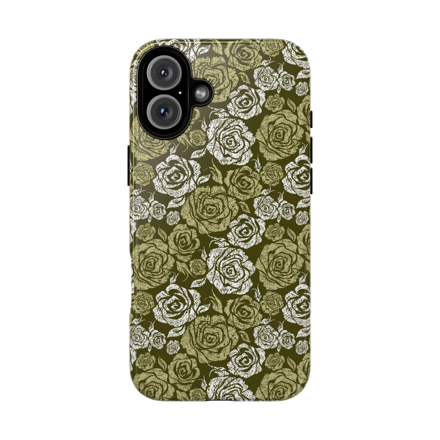 Floral Olive Rose Pattern Tough Phone Case