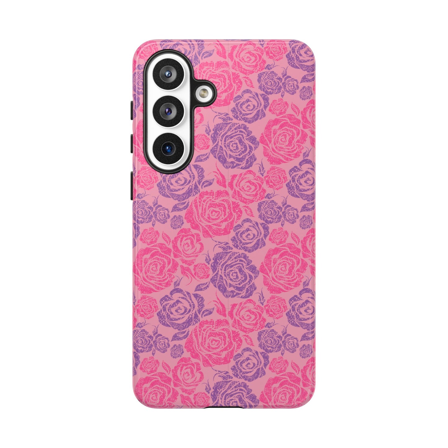 Pink & Lavender Rose Pattern Tough Phone Case