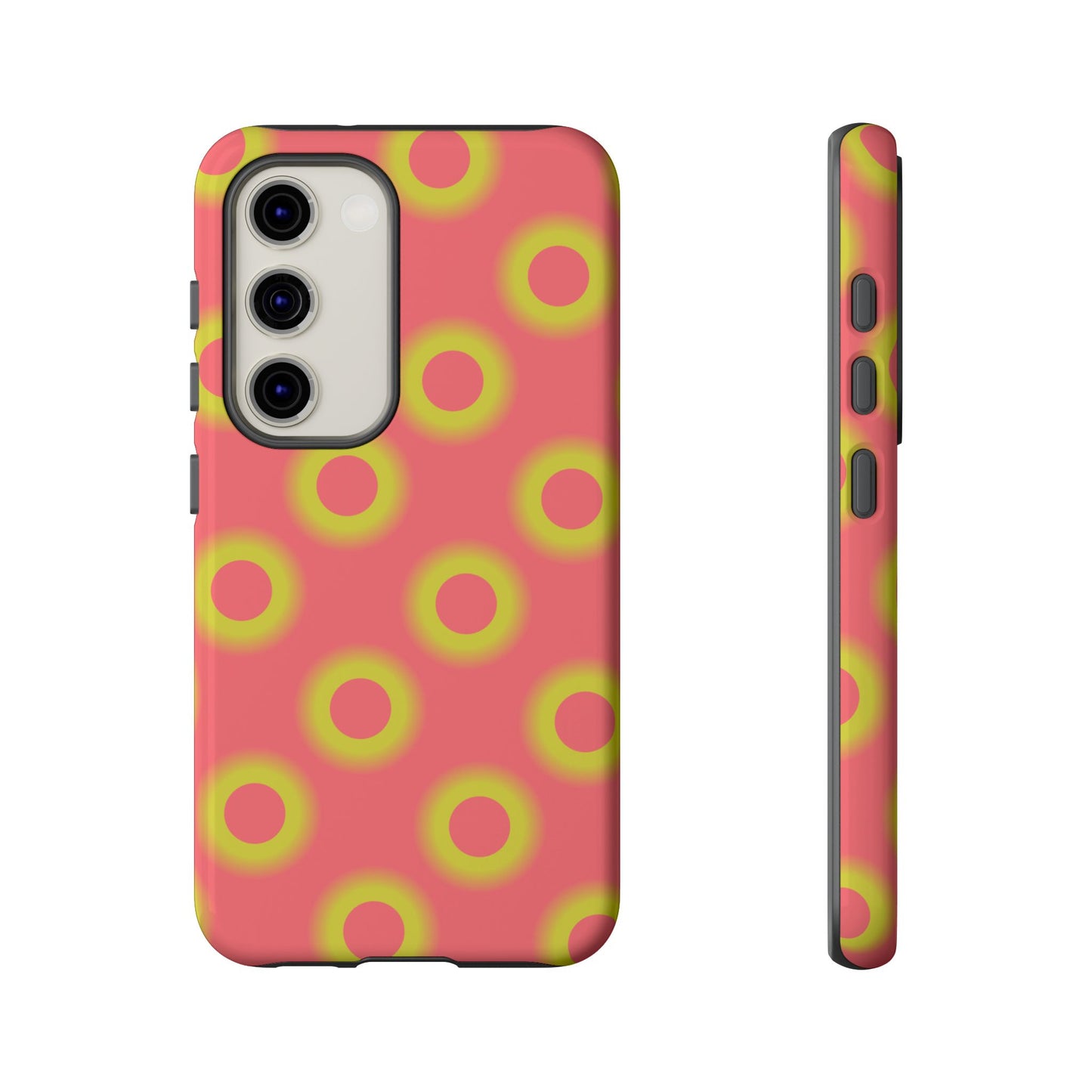 Neon Polka Dot Phone Case — Retro Pink & Lime Protective Cover