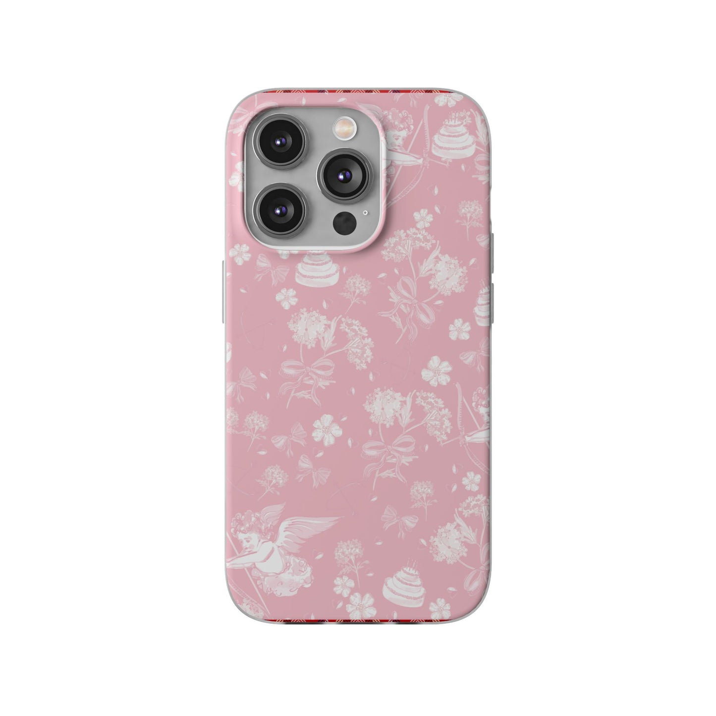 Pink Floral Cherub Flexi Phone Case for Apple iPhone and Samsung Galaxy.