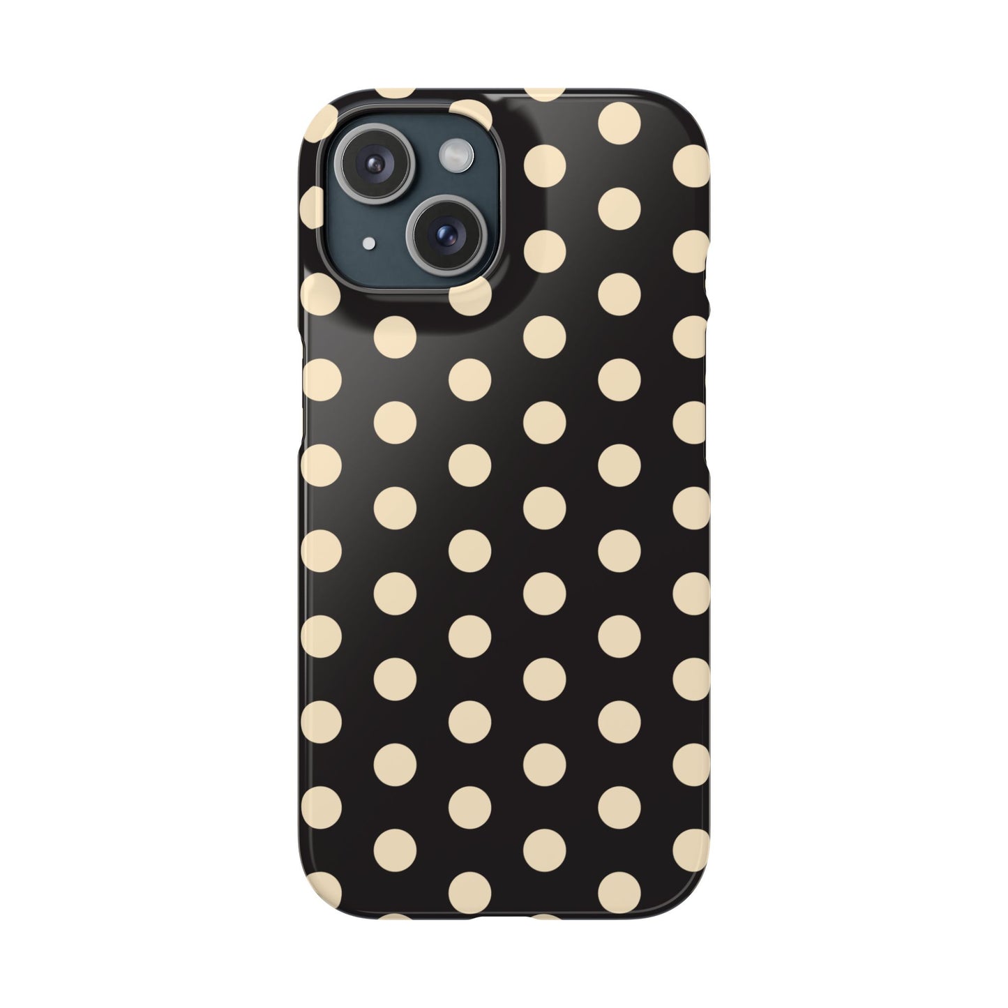 Polka Dot Snap Phone Case — Classic Black & Cream Retro Dots