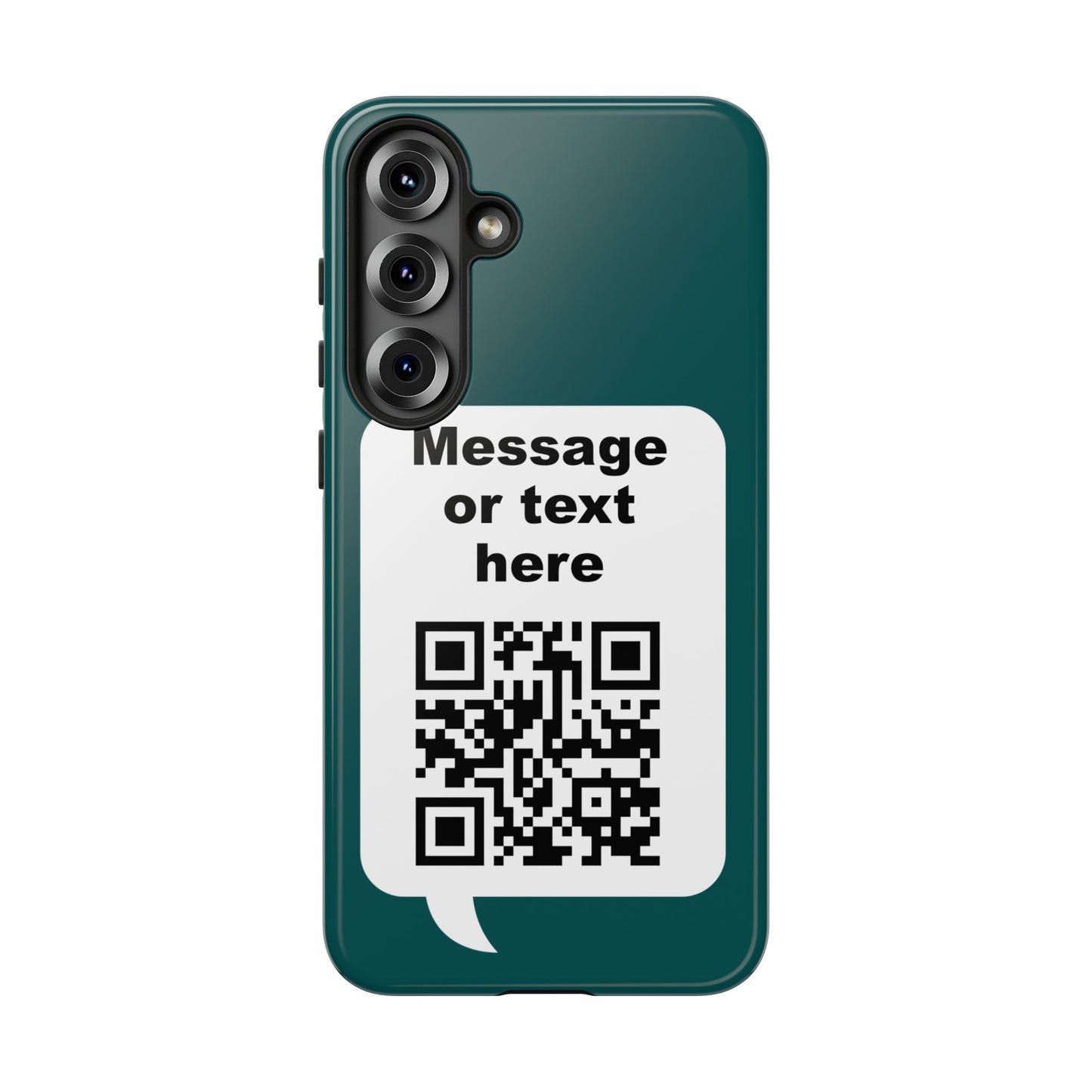Custom QR Code Tough Phone Case — "Custom text" Contact Case