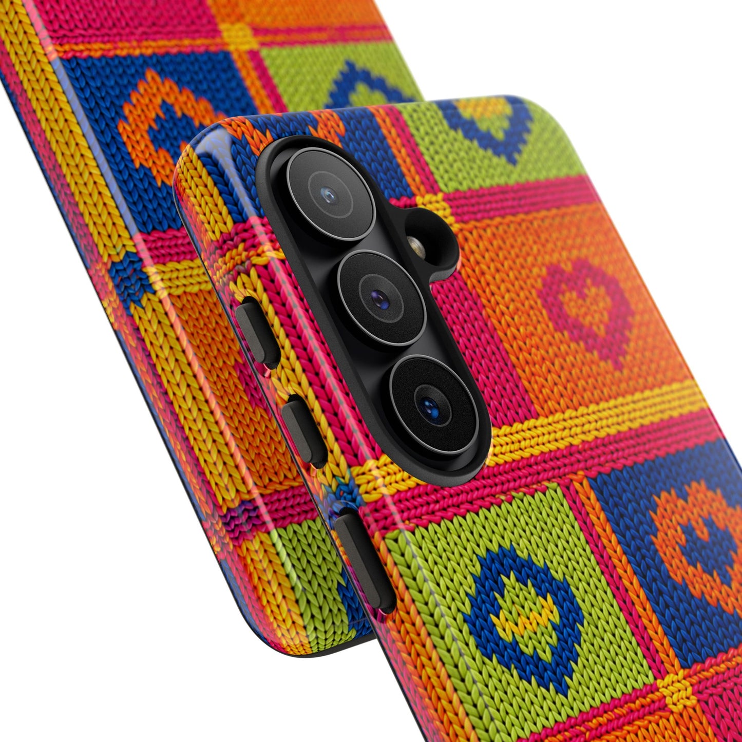 Retro Knit Pattern Heart Patch Tough Phone Case