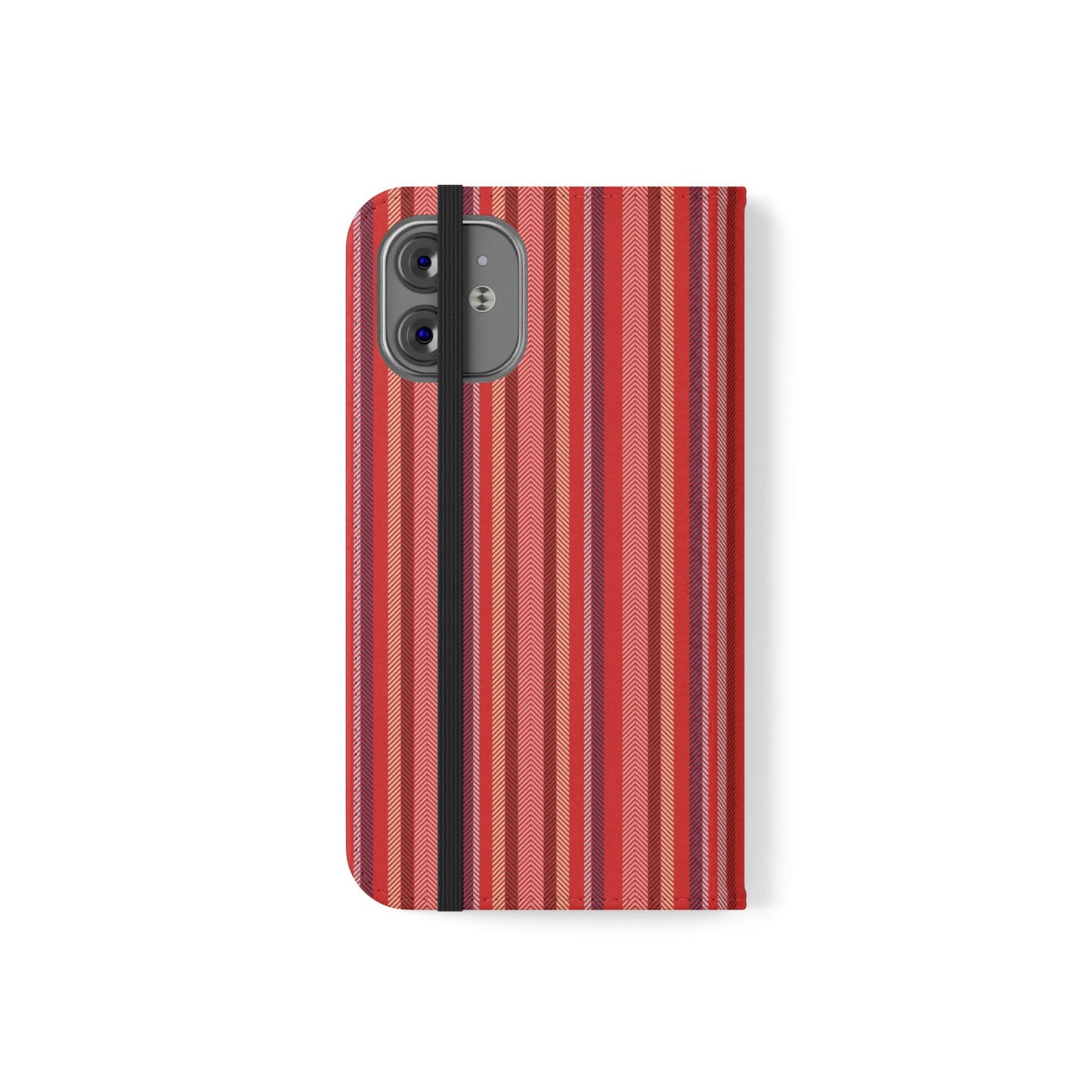 Red Stripe Flip Phone Case – Protective Wallet Folio with Card Slots