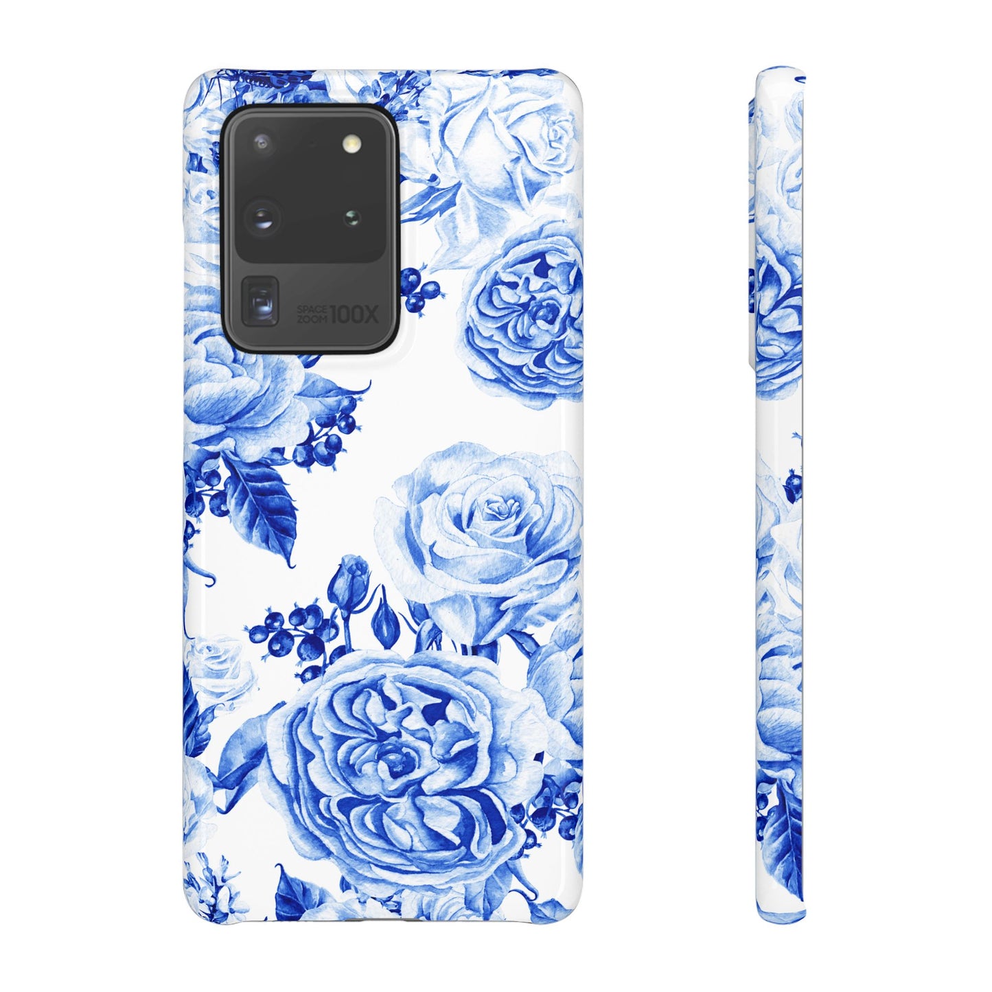 Blue Porcelain Floral Snap Phone Case — Vintage Rose Pattern