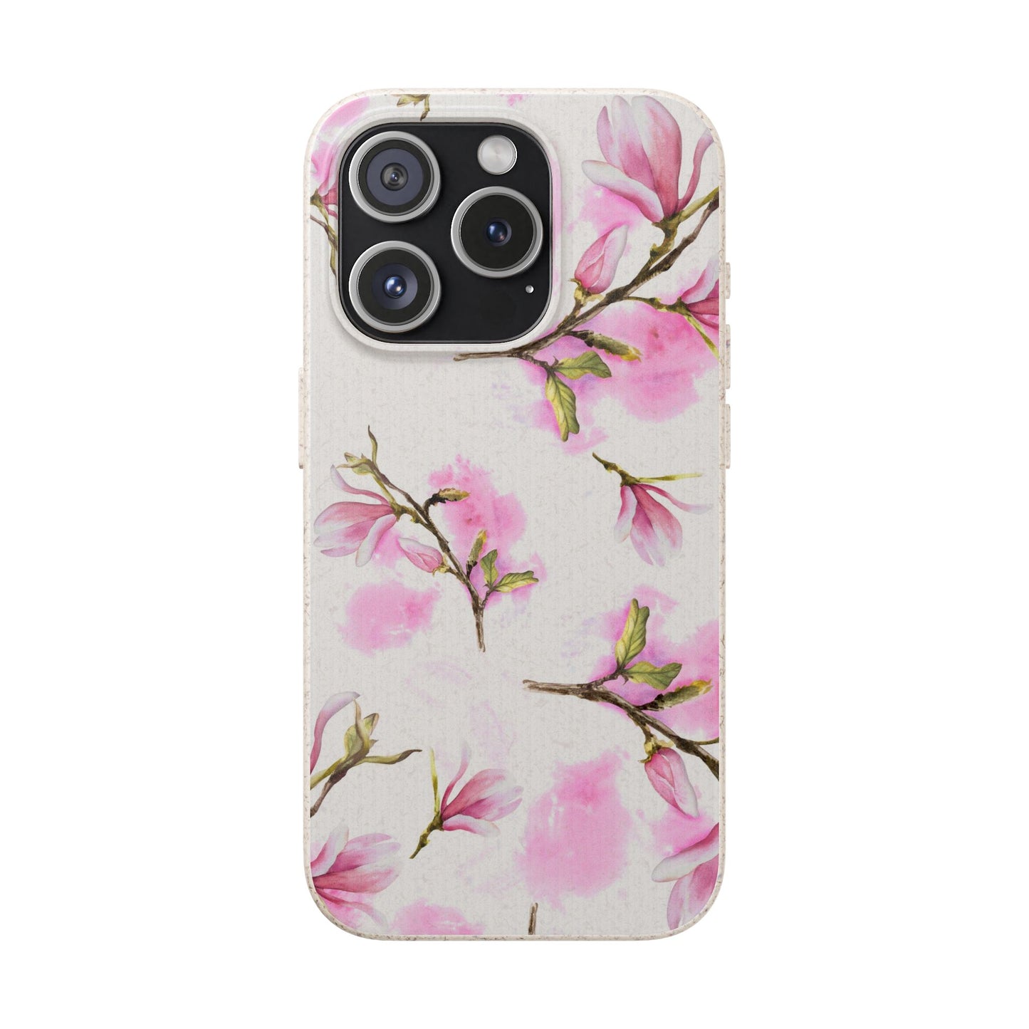 Biodegradable Phone Case — Pink Magnolia Floral Eco Phone Cover for Apple iPhone and Samsung Galaxy.