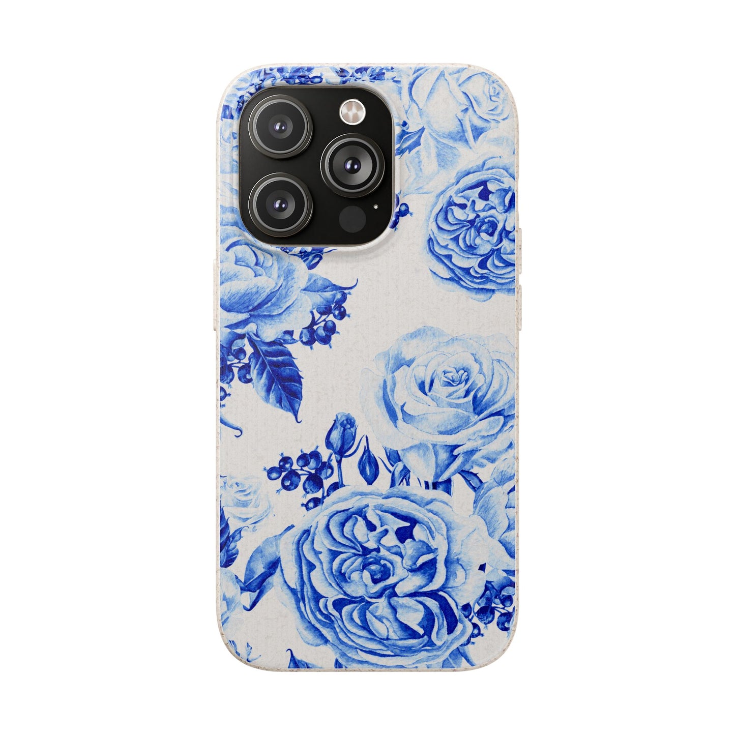 Blue Floral Biodegradable Eco-Friendly Phone Cover for Apple iPhone and Samsung Galaxy.