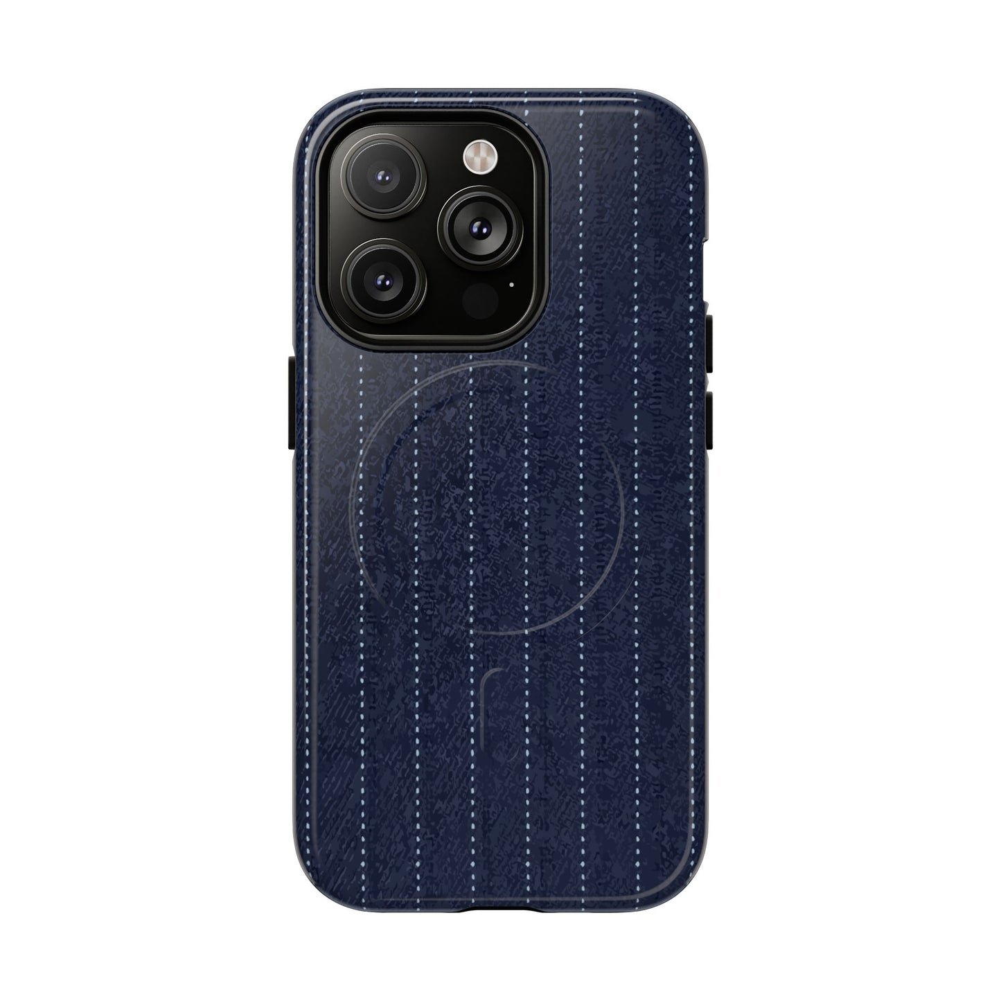 MagSafe Tough Phone Case — Navy Pinstripe Magnetic Protective Cover