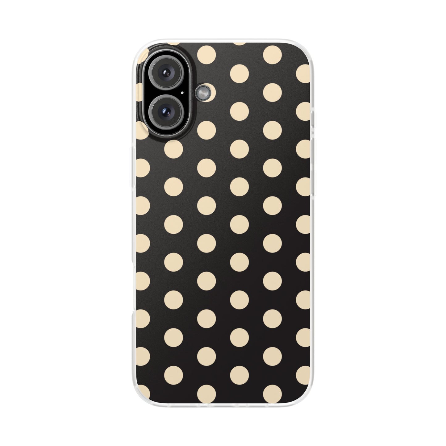 Black & Cream Retro Polka Dot Flexi Case for Apple iPhone, Samsung Galaxy.