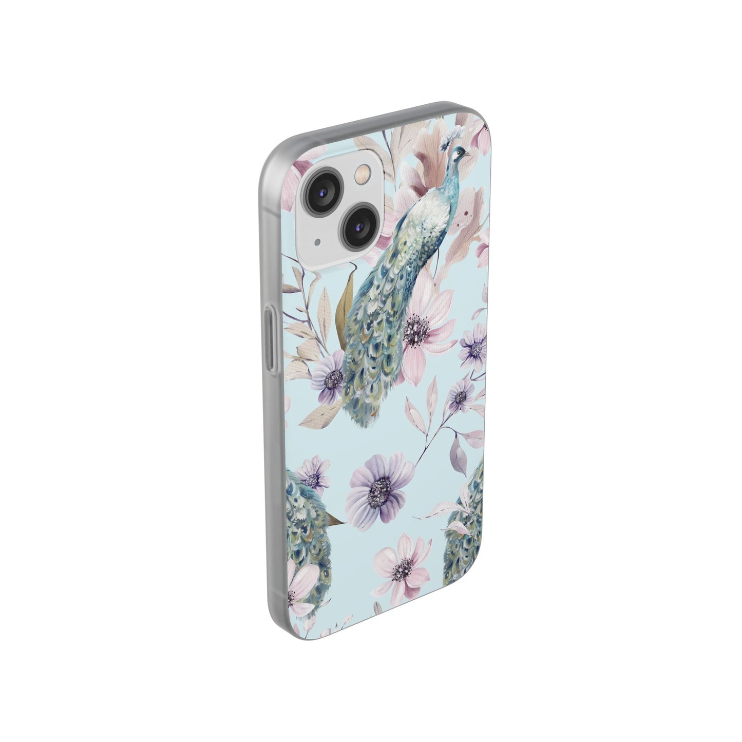 Peacock Floral Phone Case — Pastel Watercolor Bird Slim Case