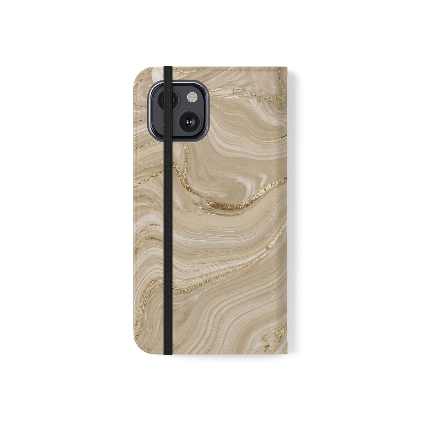Marble Beige Flip Phone Case – Stylish Wallet Phone Cover with Card Slots