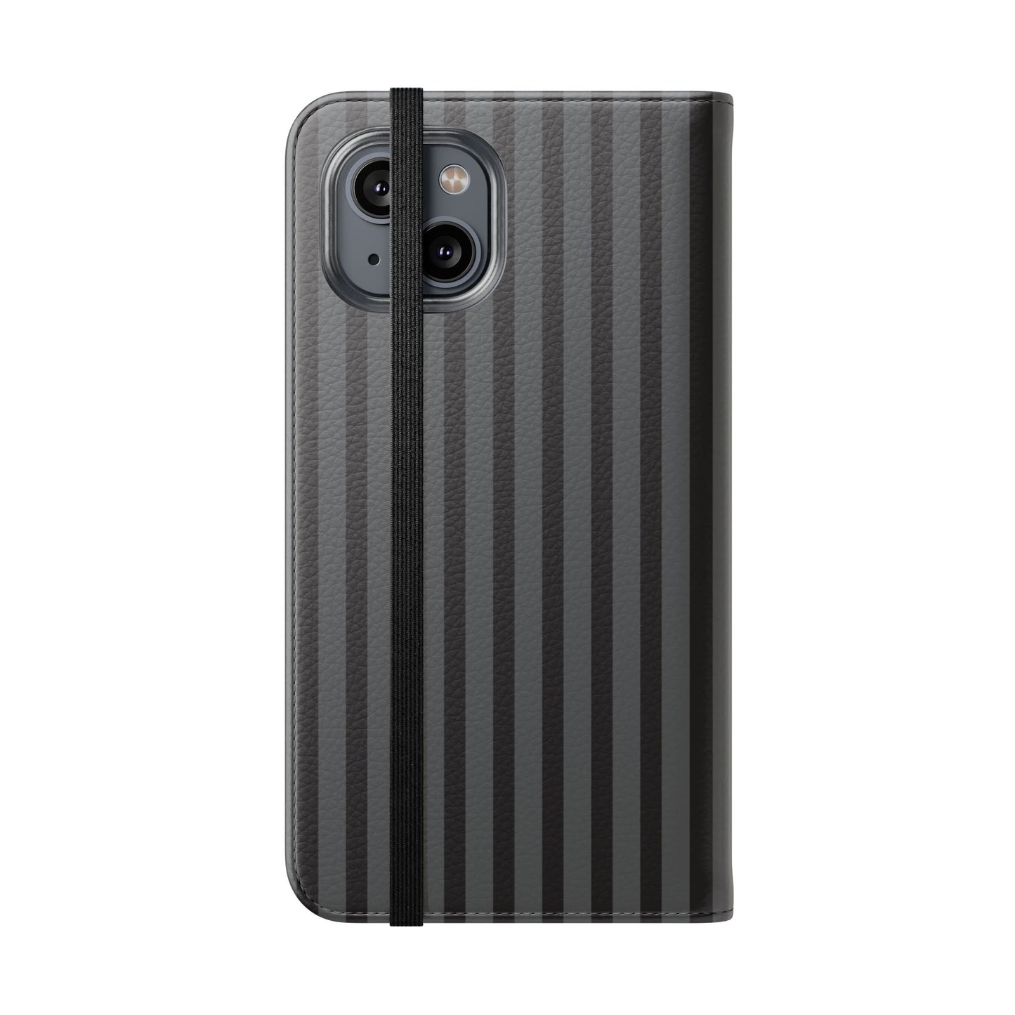 Striped Gray Flip Phone Case — Wallet Flip Case with Card Slots