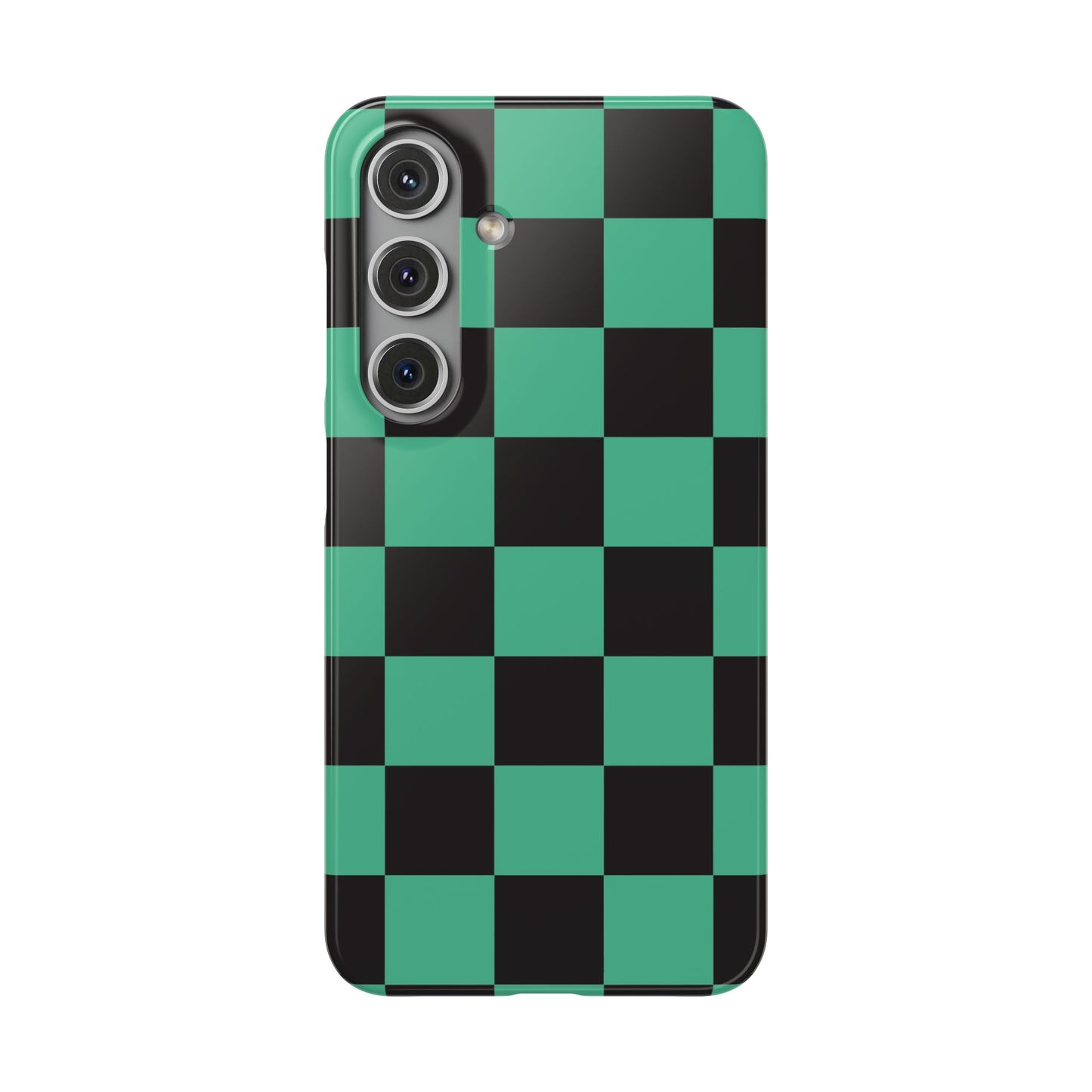 Checkered Teal Snap Case — Black & Teal Phone Cover