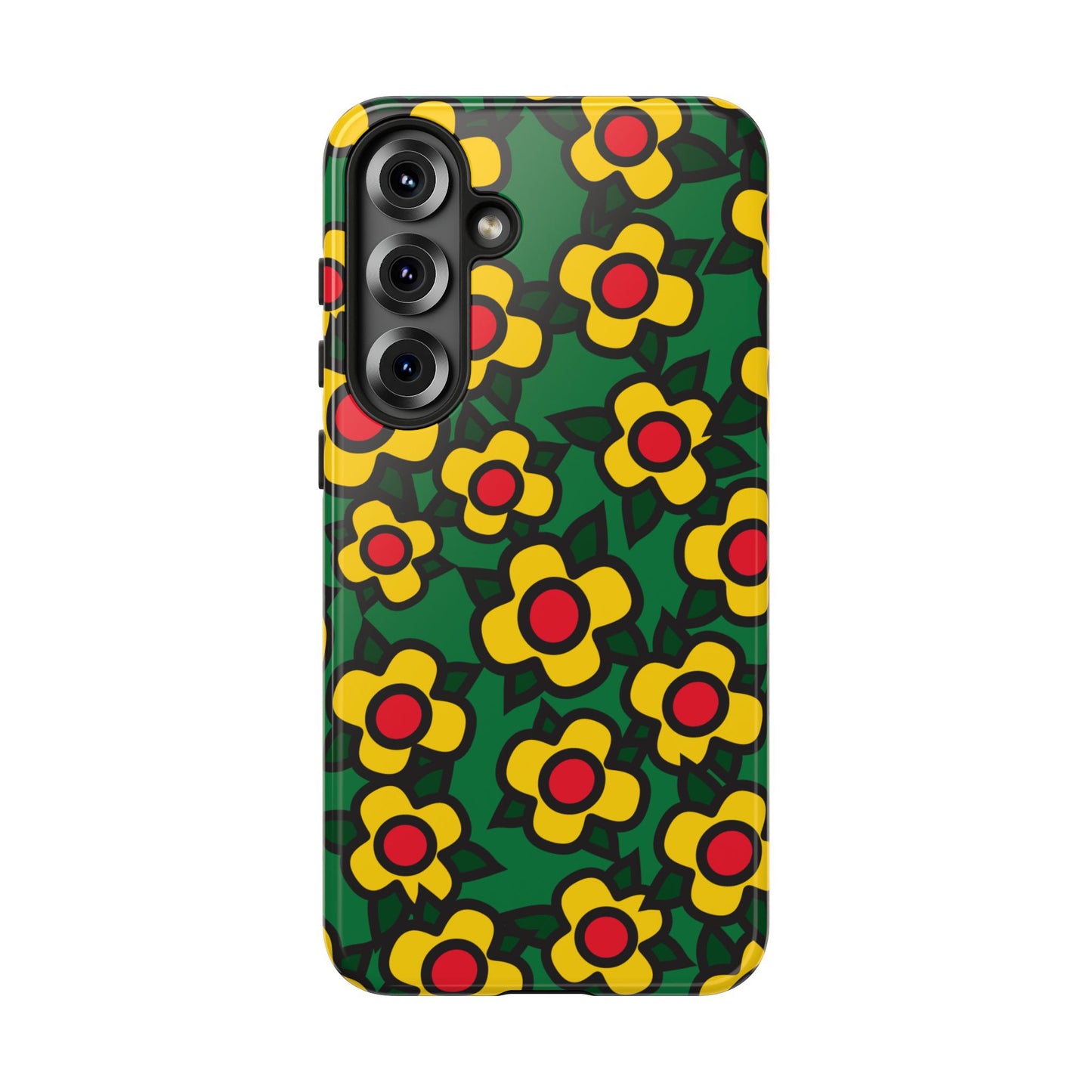 Floral Pop Tough Phone Case — Retro Yellow Red Flower Pattern