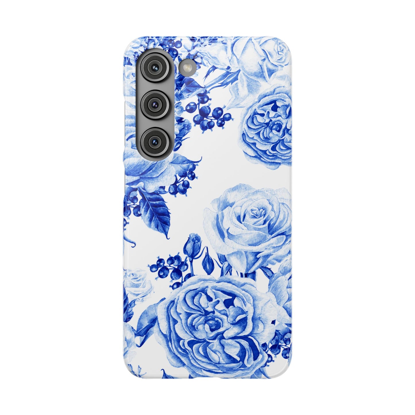 Blue Porcelain Floral Snap Phone Case — Vintage Rose Pattern