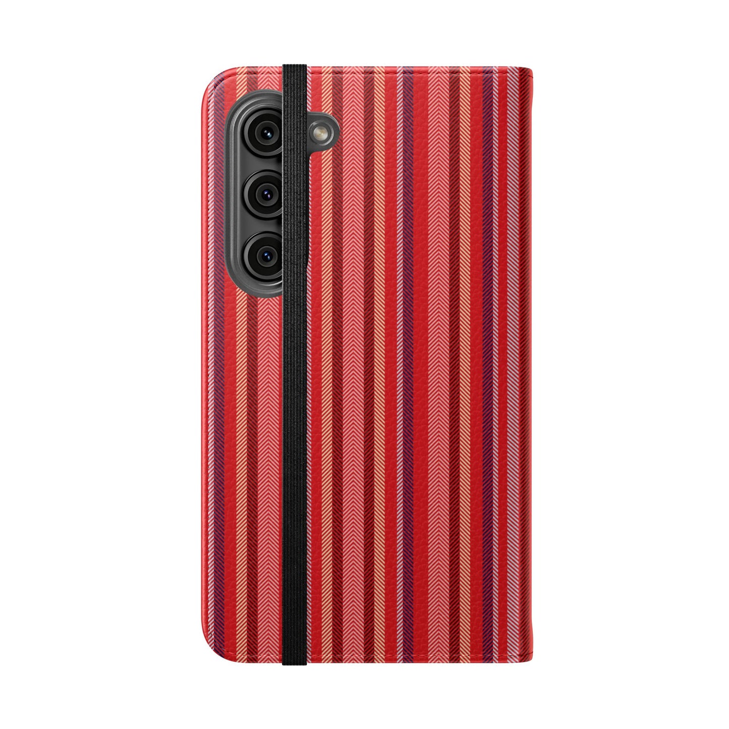 Red Stripe Flip Phone Case – Protective Wallet Folio with Card Slots