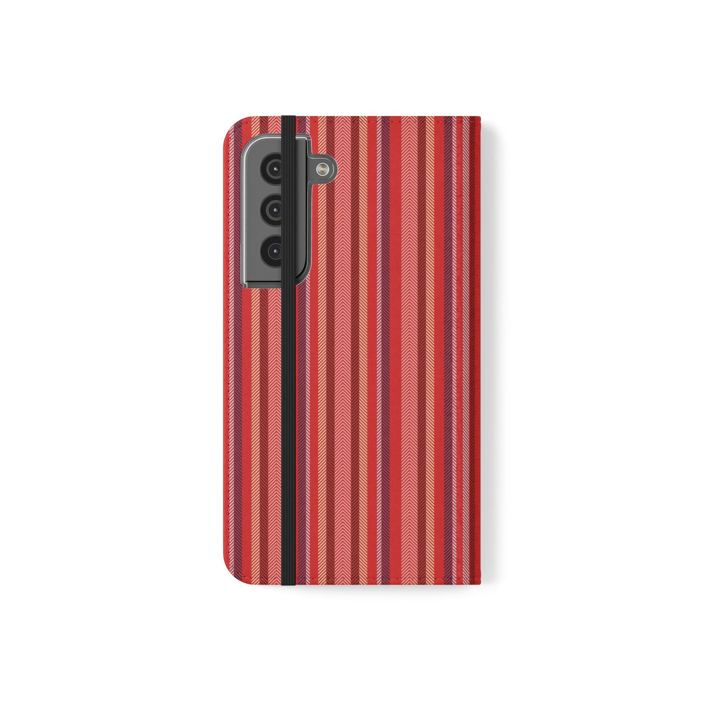 Red Stripe Flip Phone Case – Protective Wallet Folio with Card Slots