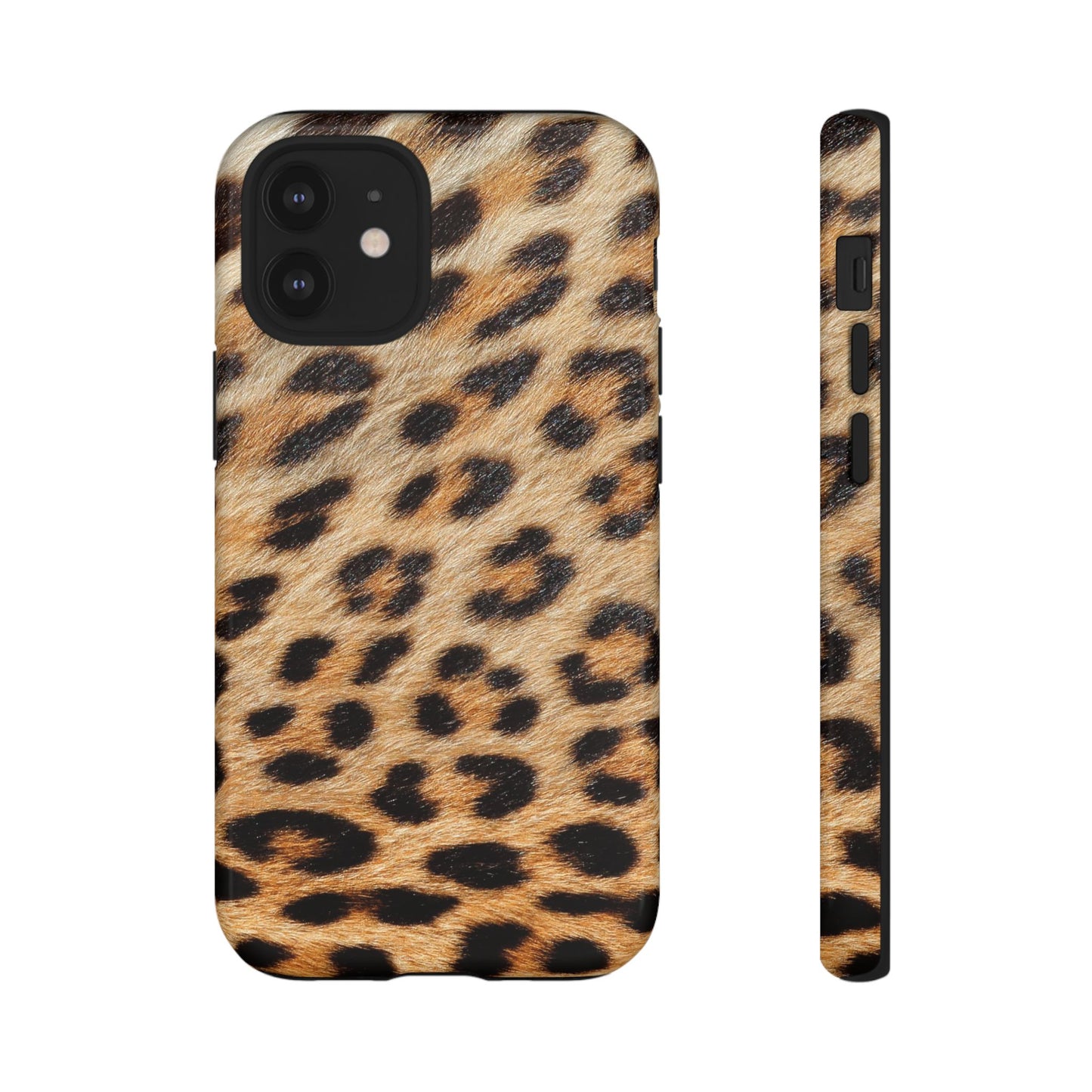 Leopard Print Tough Phone Case — Durable Protective Case with Wild Animal Fur Design