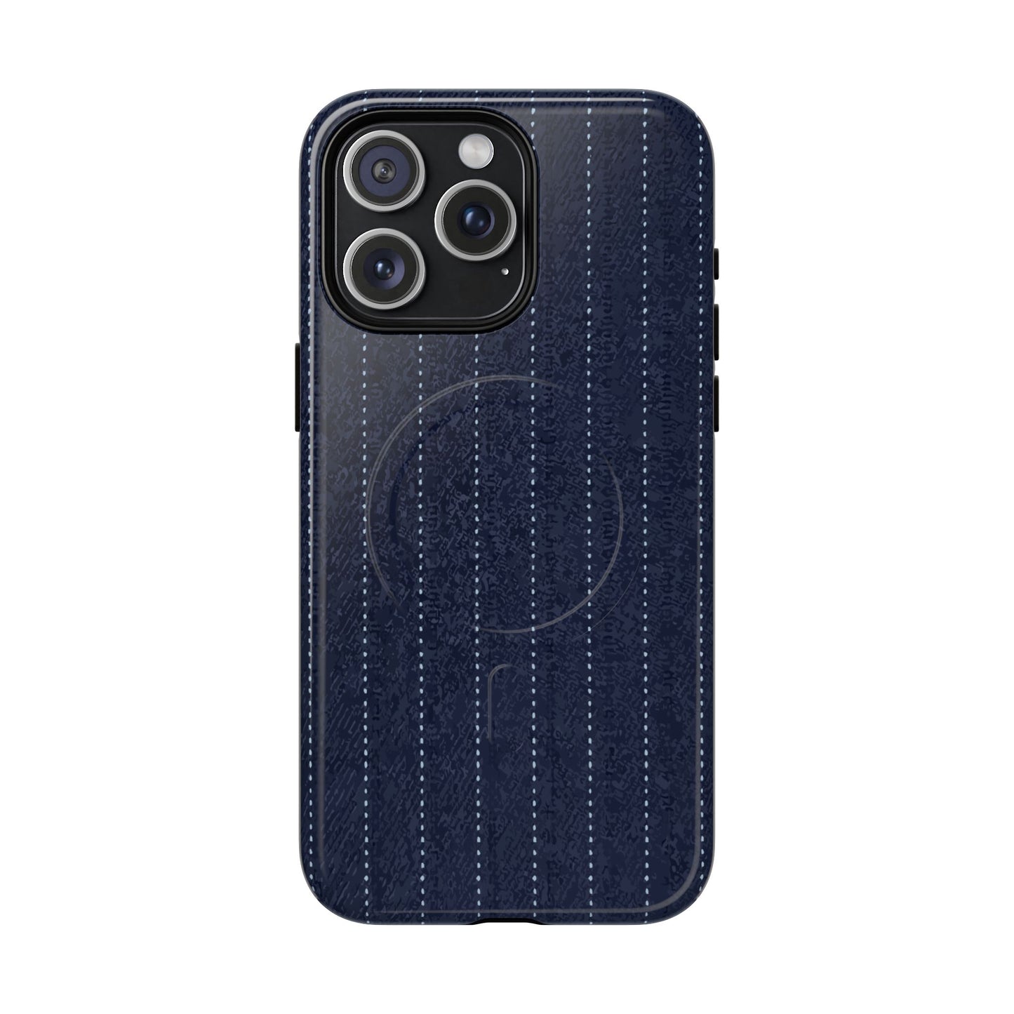 MagSafe Tough Phone Case — Navy Pinstripe Magnetic Protective Cover