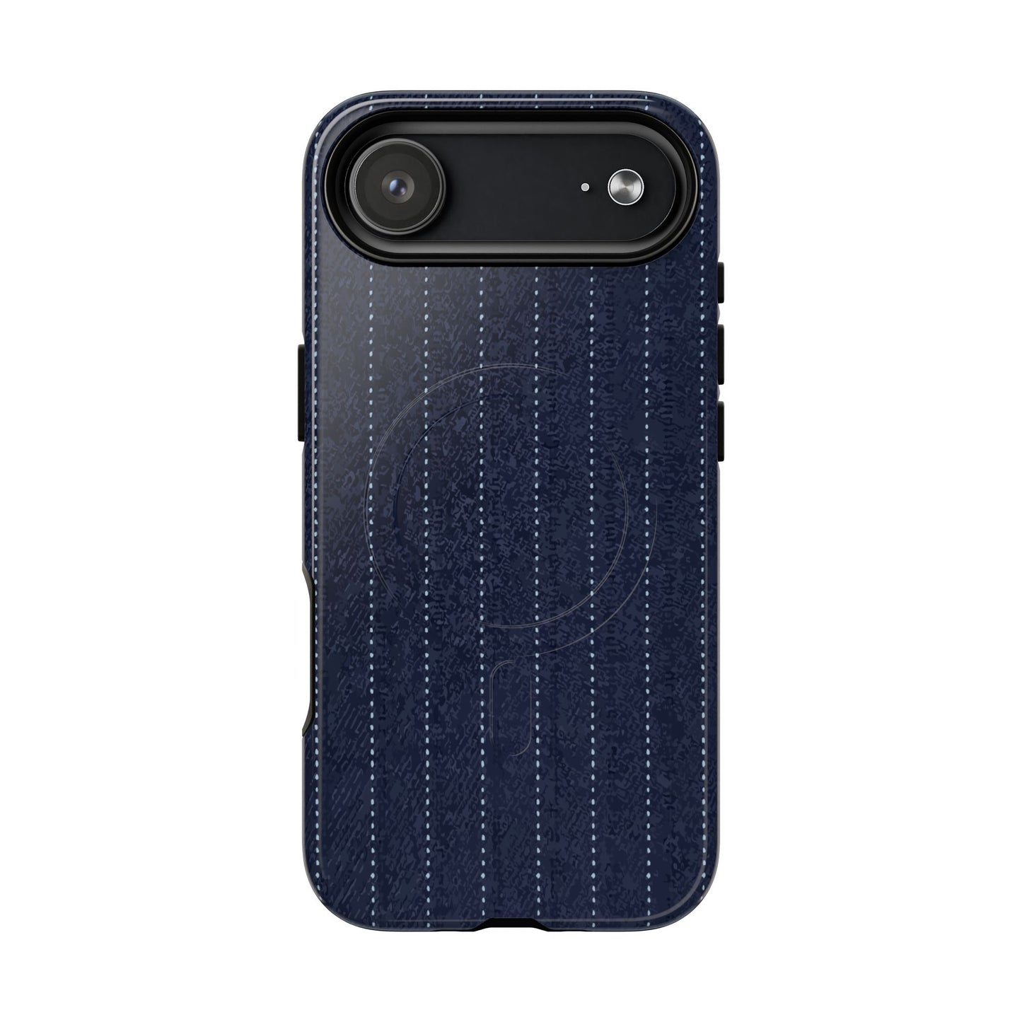 MagSafe Tough Phone Case — Navy Pinstripe Magnetic Protective Cover