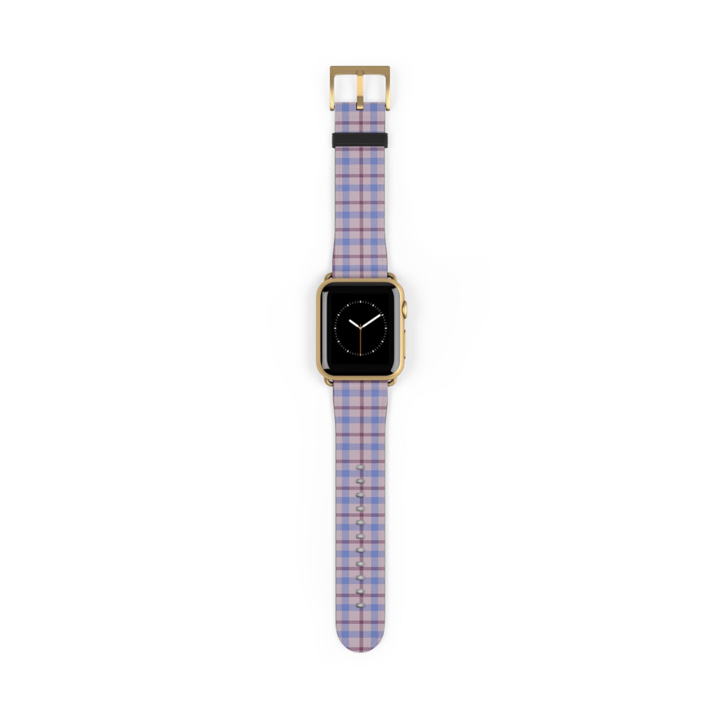 Lavender plaid Apple Watch band with pastel check pattern, cute watch band for women, faux leather strap, spring accessory