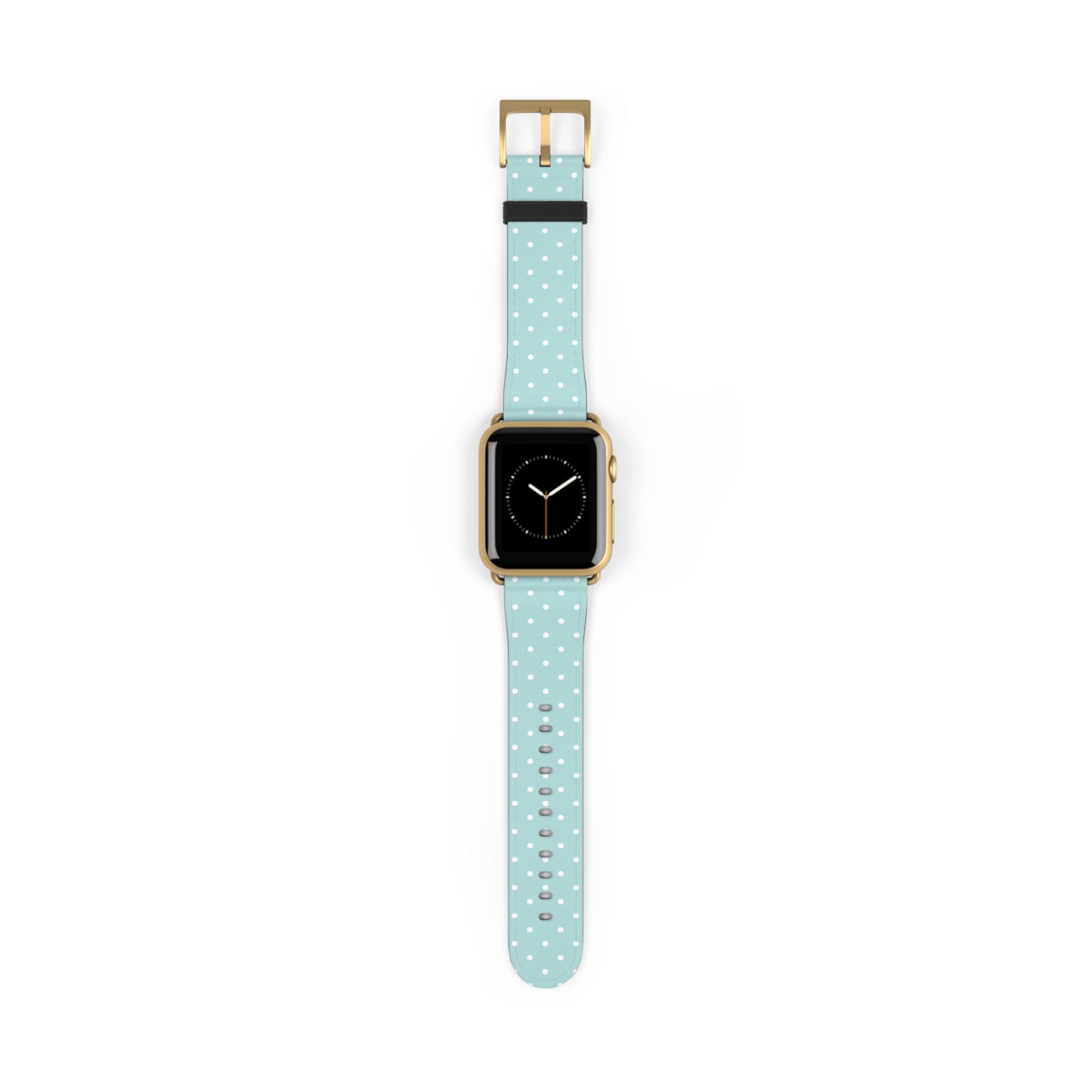 apple watch band in mint green with white polka dots, cute pastel everyday watch strap for women