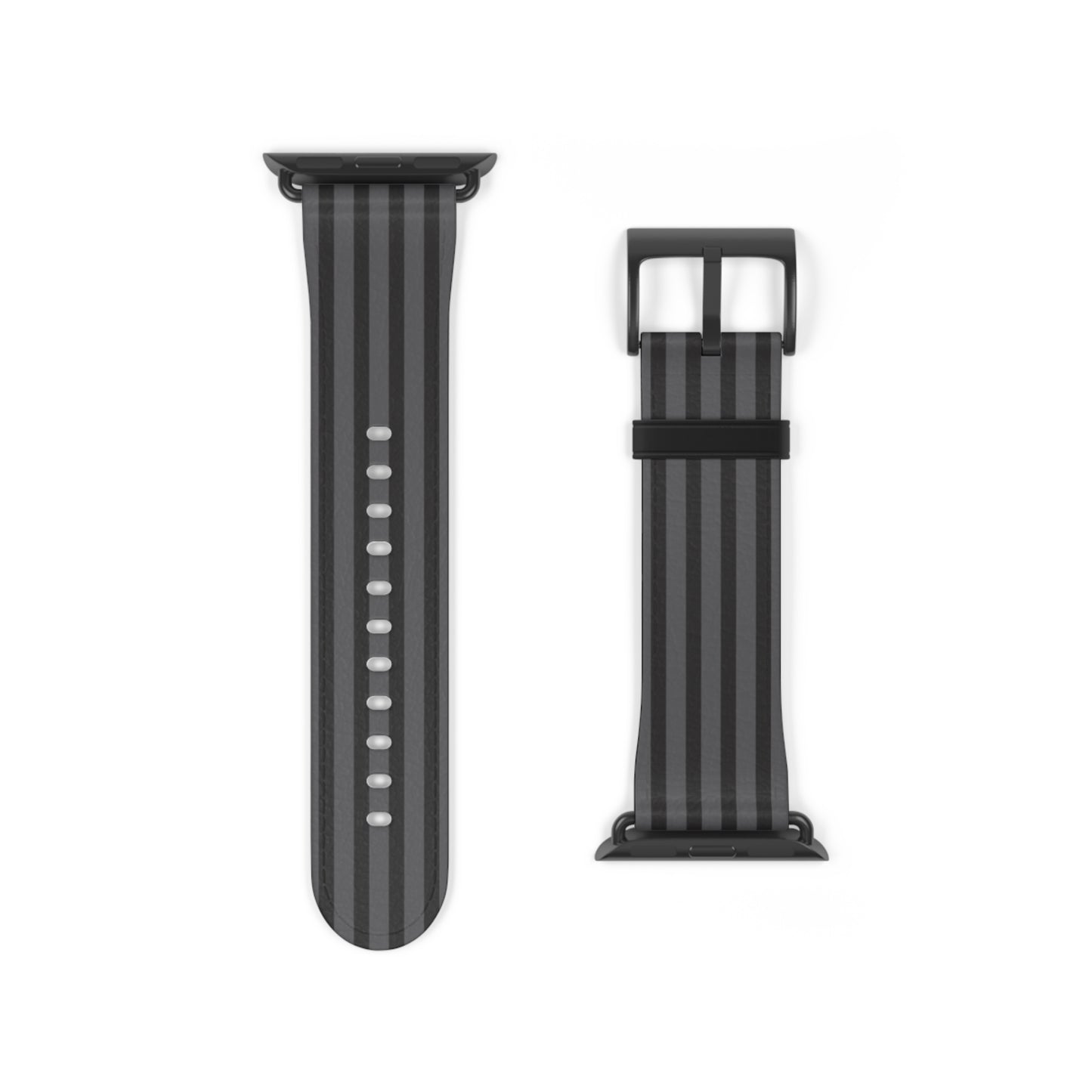Striped Silicone Watch Band — Black Gray Sport Replacement Strap