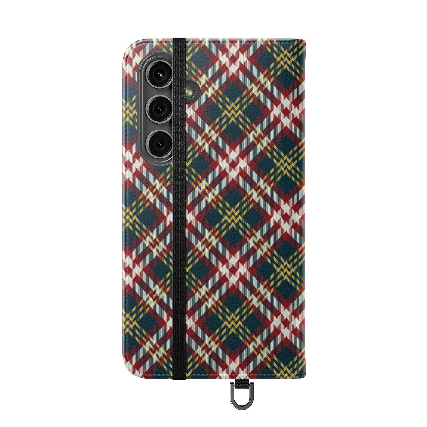 Tartan Flip Phone Case — Yellow & Red Plaid Wallet Cover