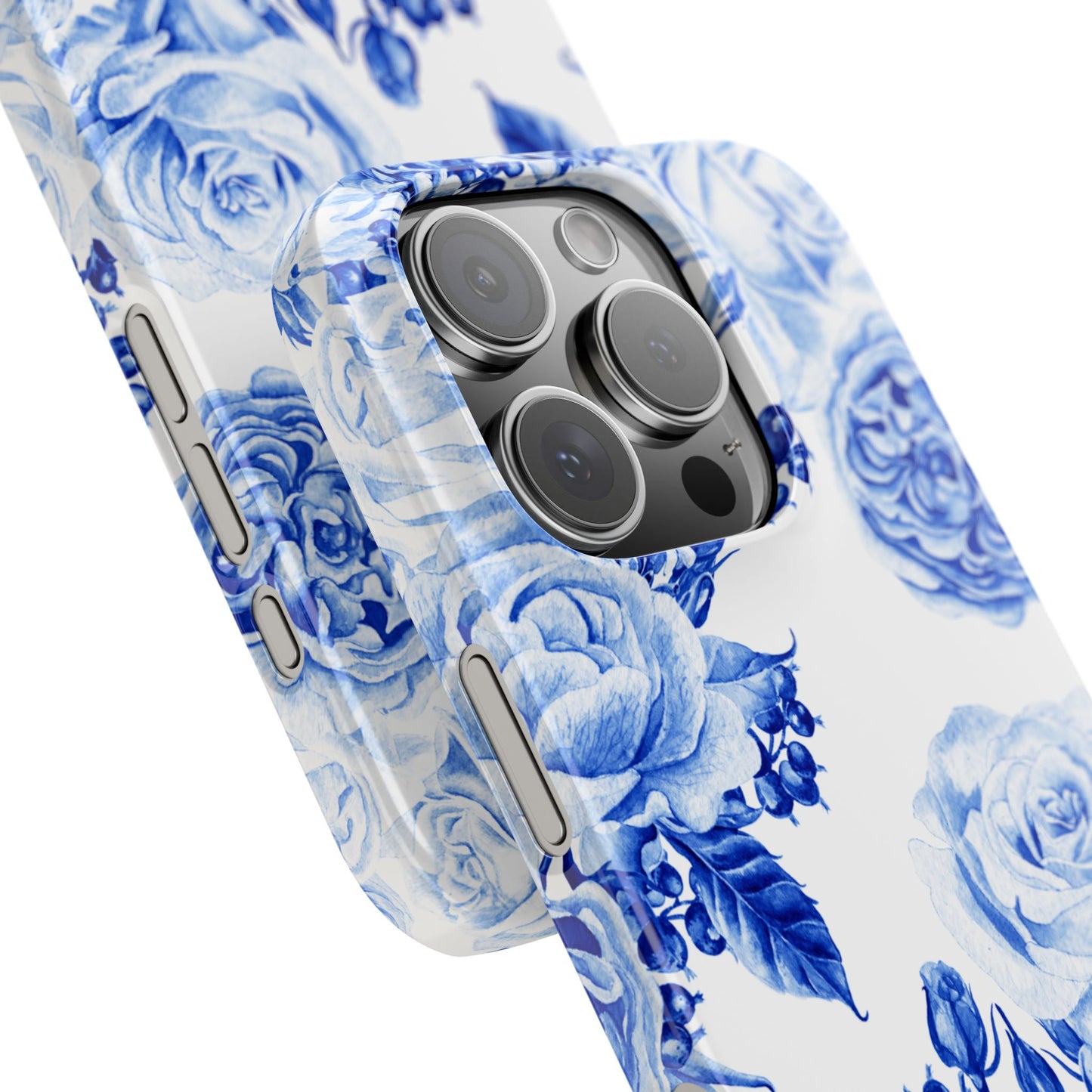 Blue Porcelain Floral Snap Phone Case — Vintage Rose Pattern