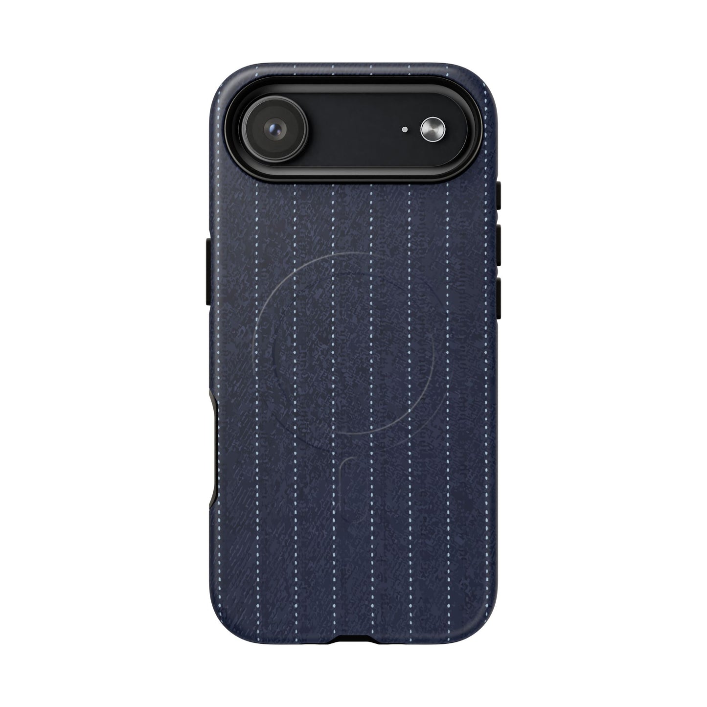 MagSafe Tough Phone Case — Navy Pinstripe Magnetic Protective Cover