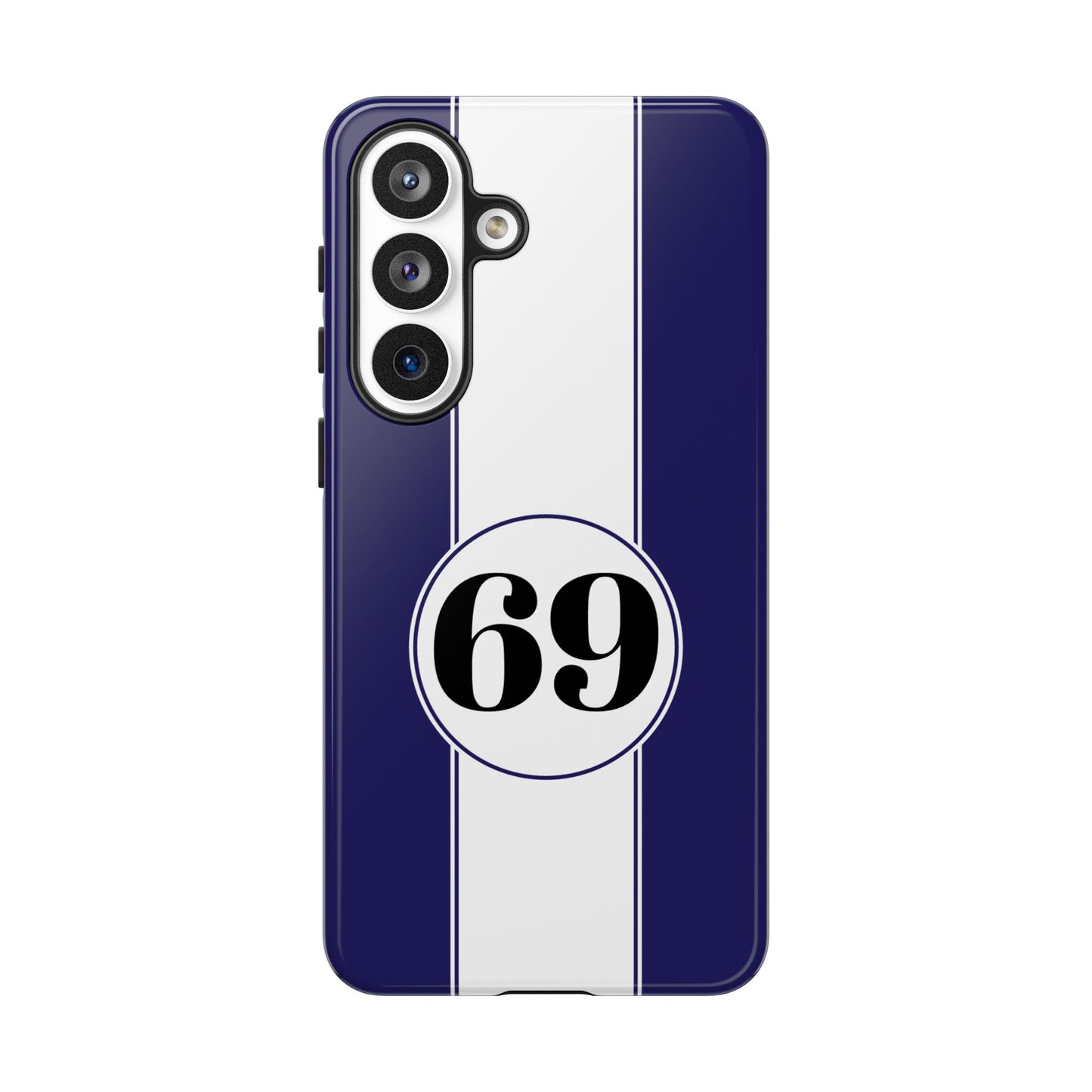Custom Number Racing Stripe Tough Phone Case for Apple iPhone, Samsung Galaxy and Google Pixel.