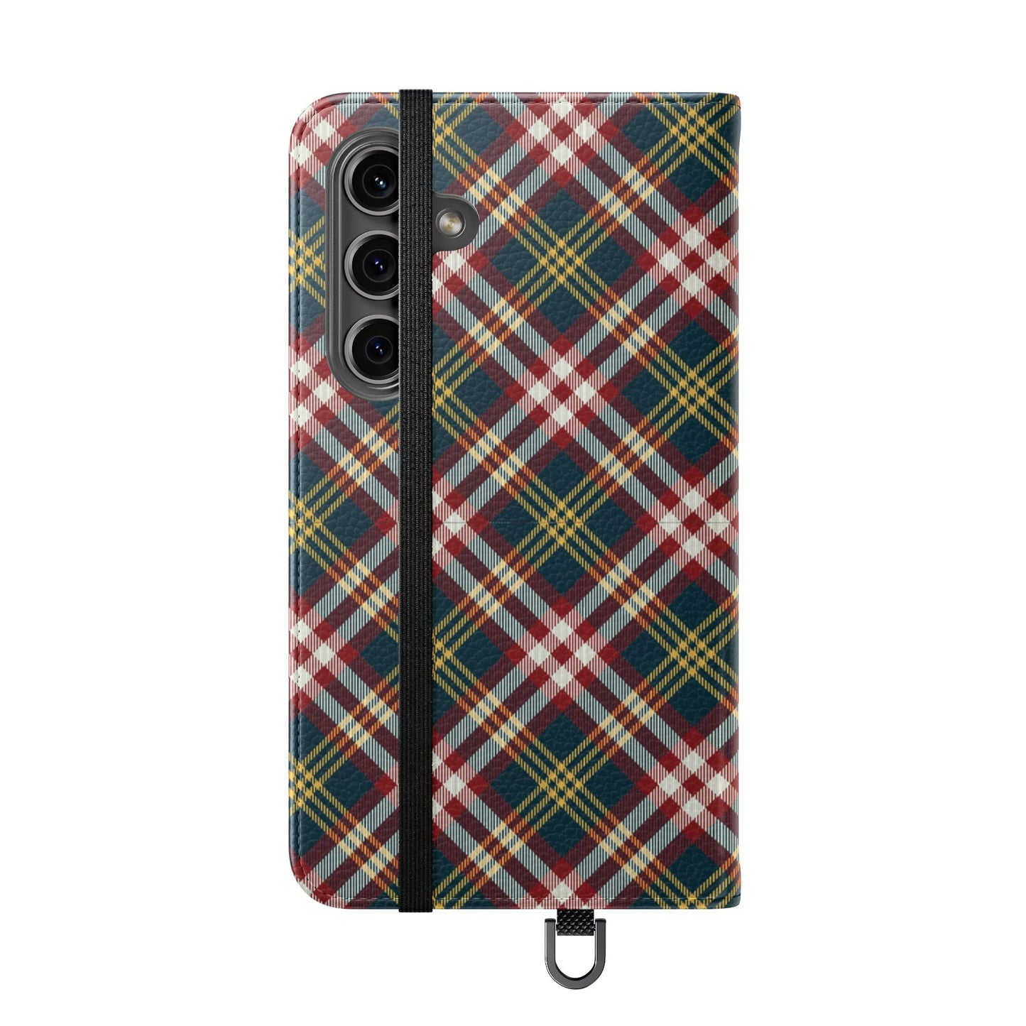 Tartan Flip Phone Case — Yellow & Red Plaid Wallet Cover