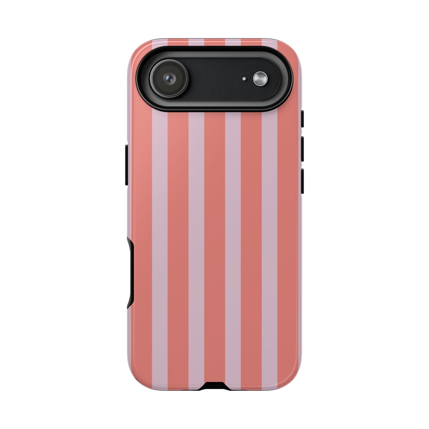 Pink Striped Tough Phone Case — Durable Protective Cover