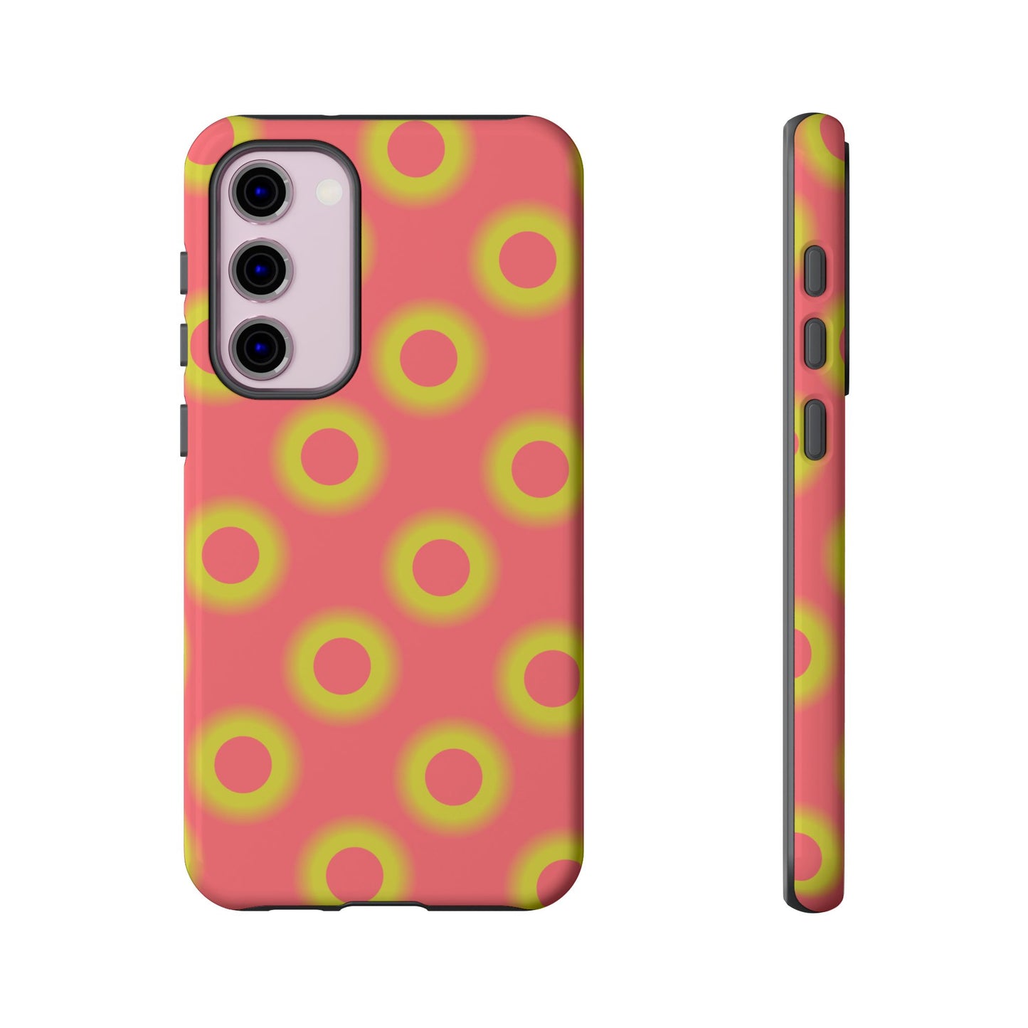 Neon Polka Dot Phone Case — Retro Pink & Lime Protective Cover