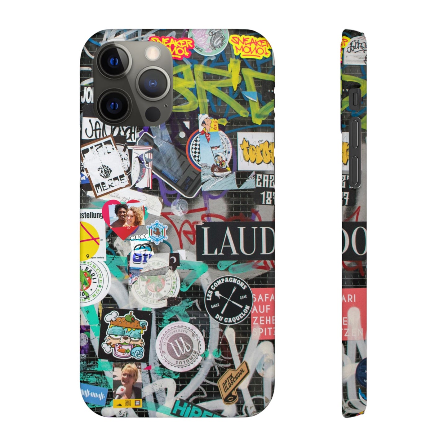 Sticker Bomb Personalised Graffiti Slim Phone Case for Apple iPhone, Samsung Galaxy and Google Pixel.